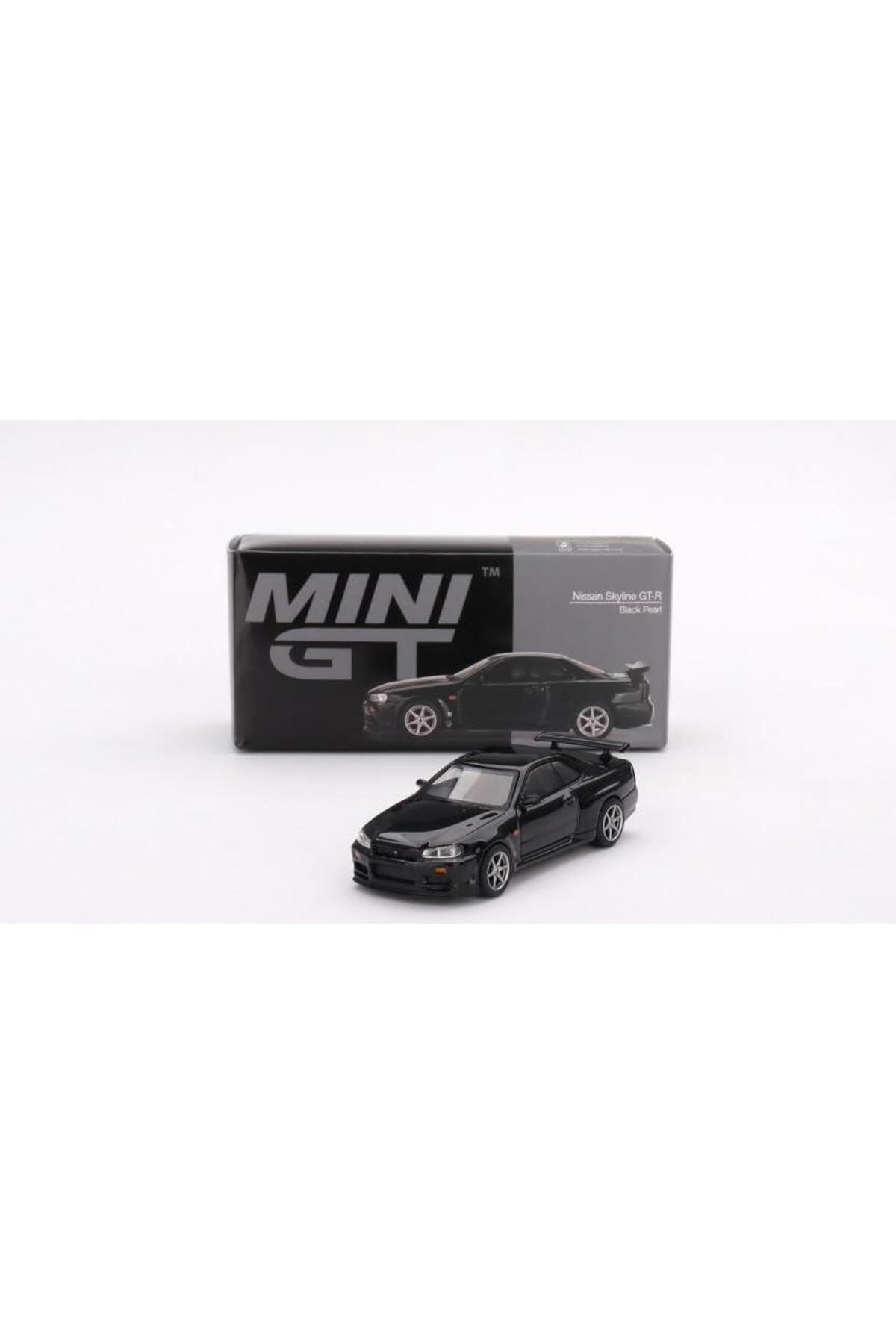 mini gt 570 Nissan Skyline GT-R (R34) V-Spec Black Pearl RHD Model Araba
