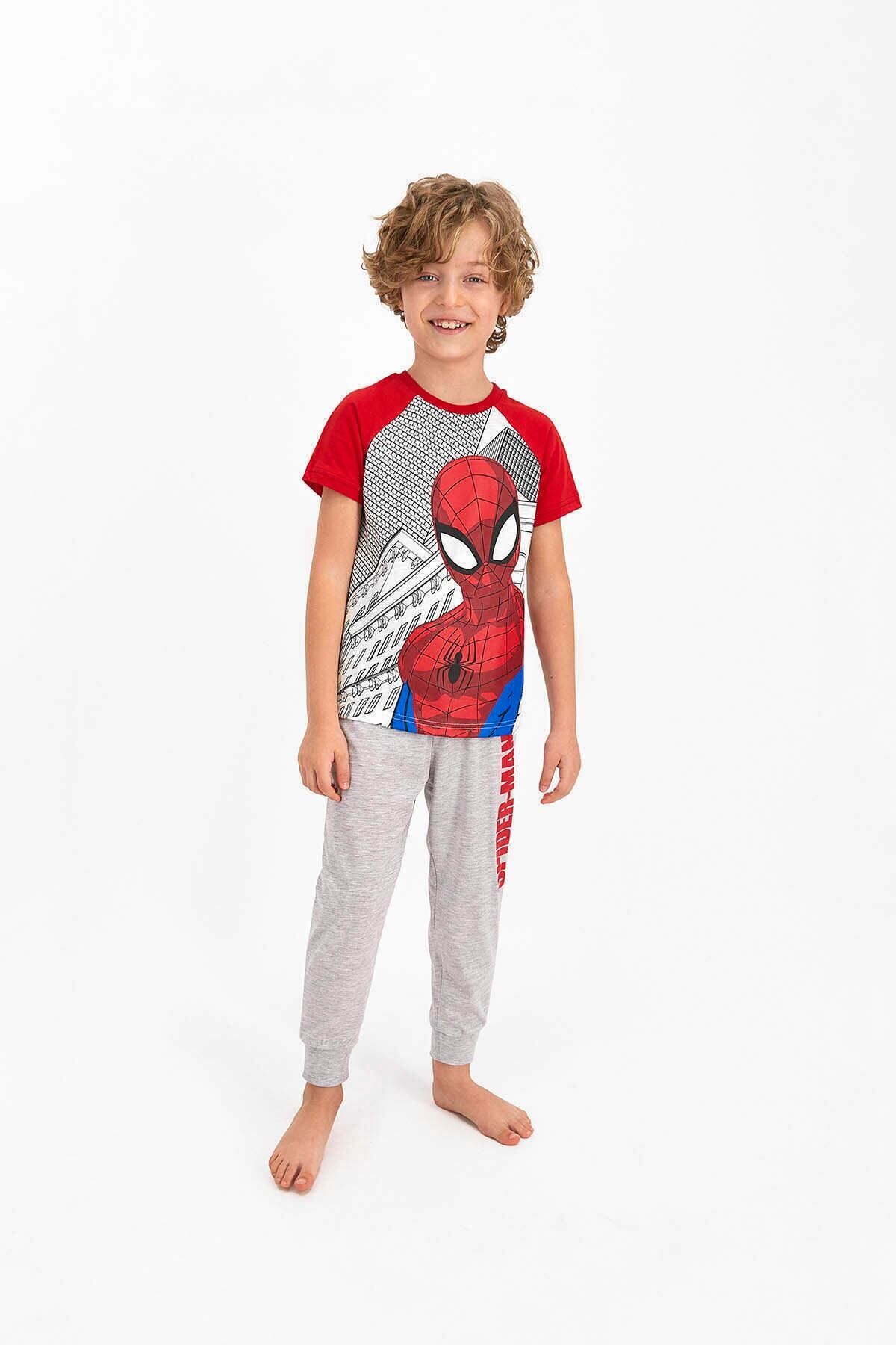 Spiderman Erkek Çocuk  Krem Kısa Kol Pijama Takımı
