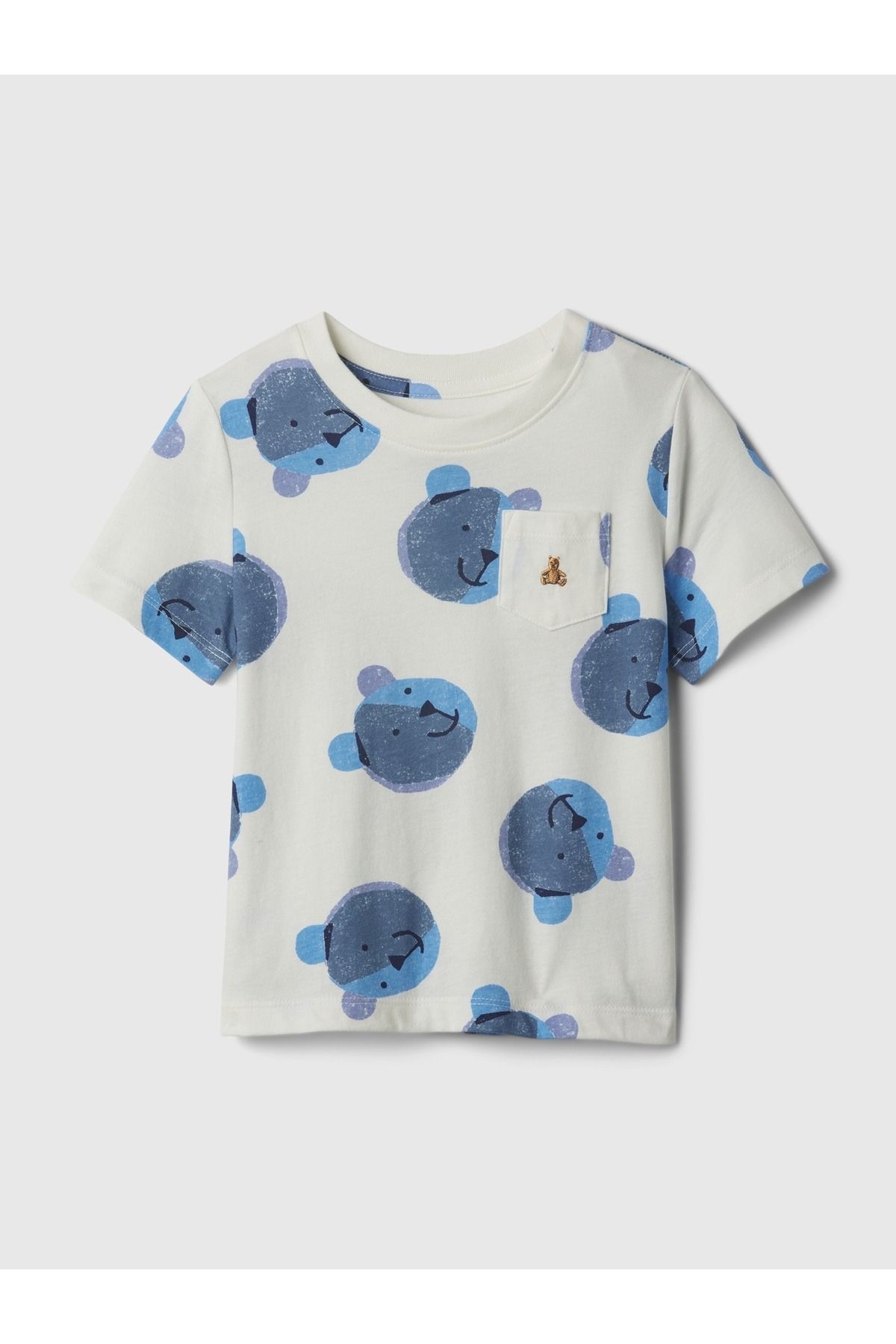 GAP Erkek Bebek Kırık Beyaz Brannan Bear Işlemeli Mix And Match Çizgili T-shirt