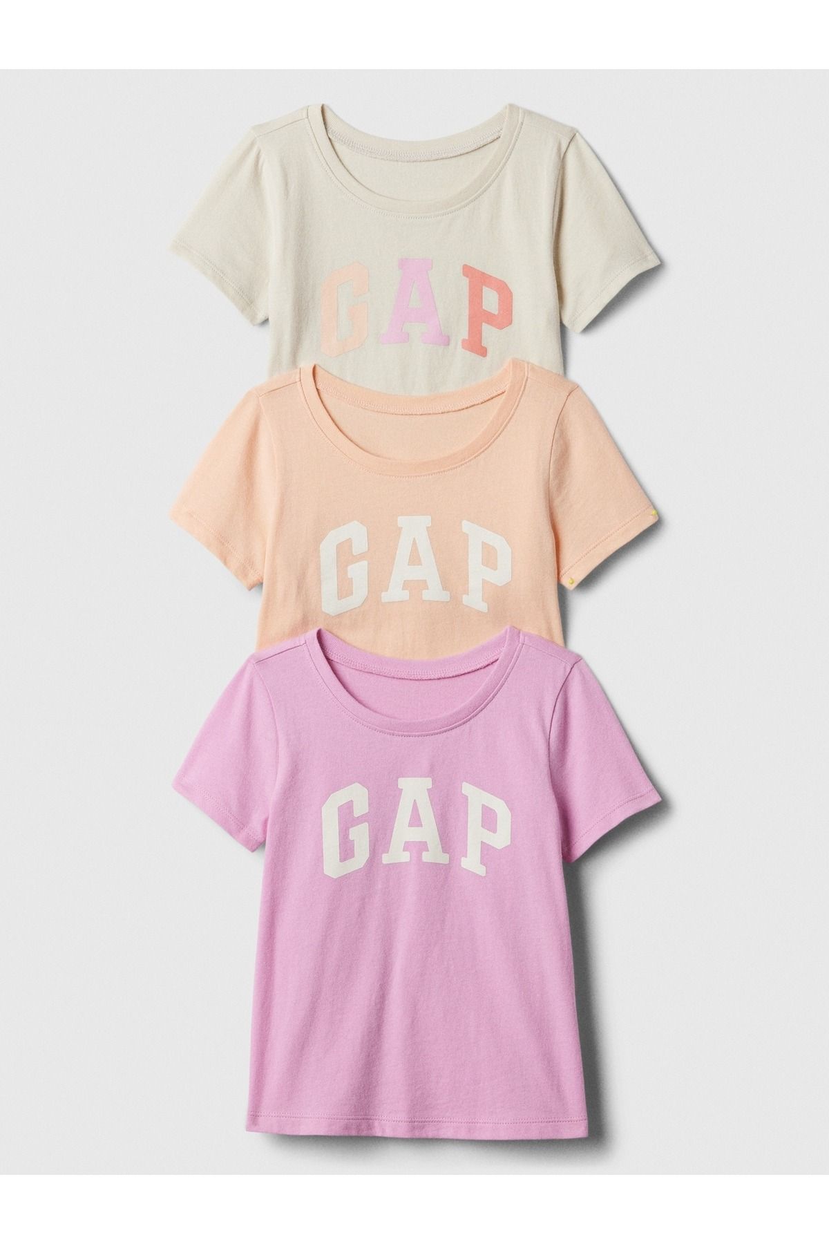 GAP Kız Bebek Açık Turuncu Gap Logo 3'lü T-Shirt Seti