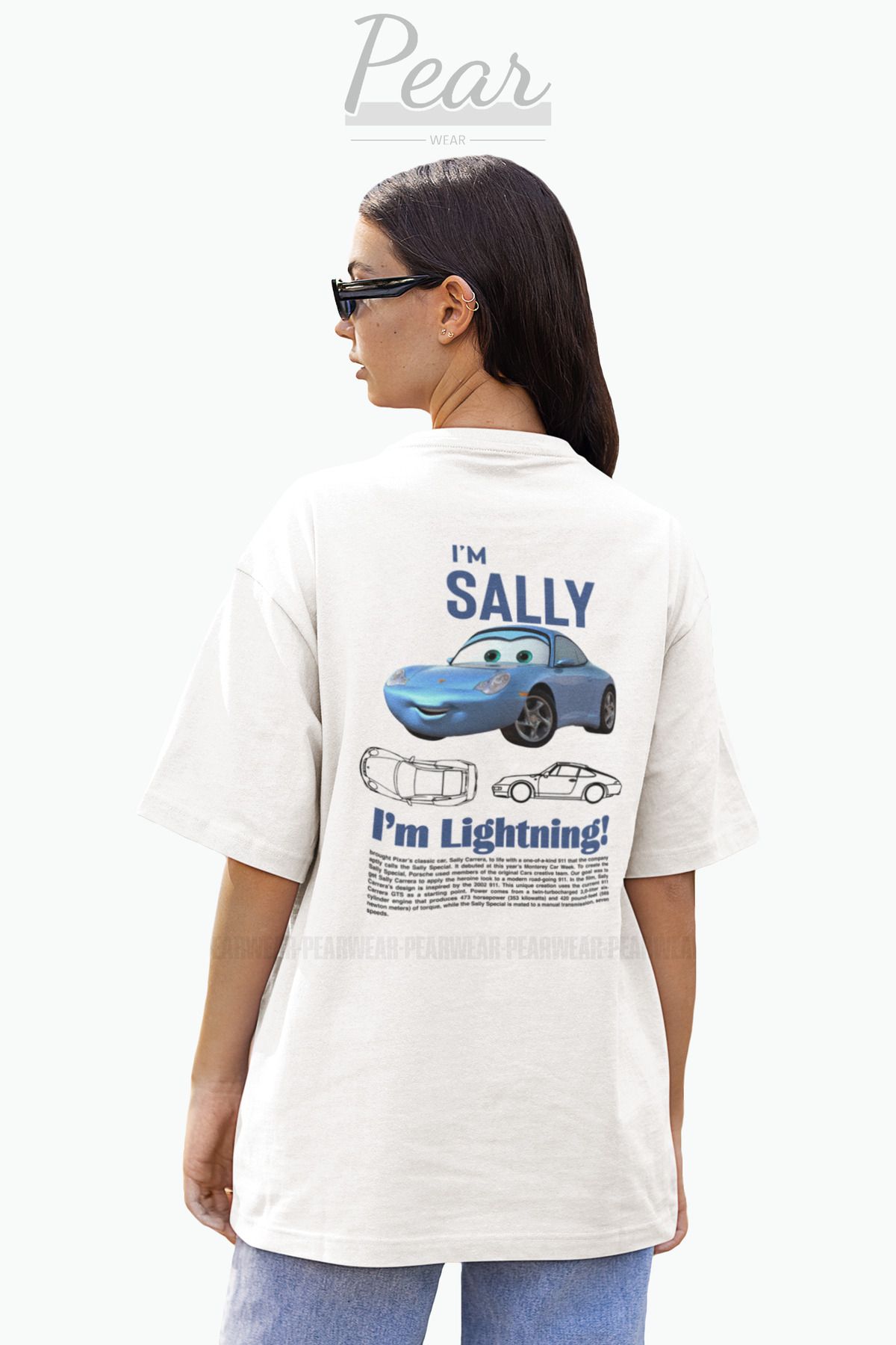 Pear Wear Sally Mcqueen Cars Baskılı Tişört Oversize T-Shirt