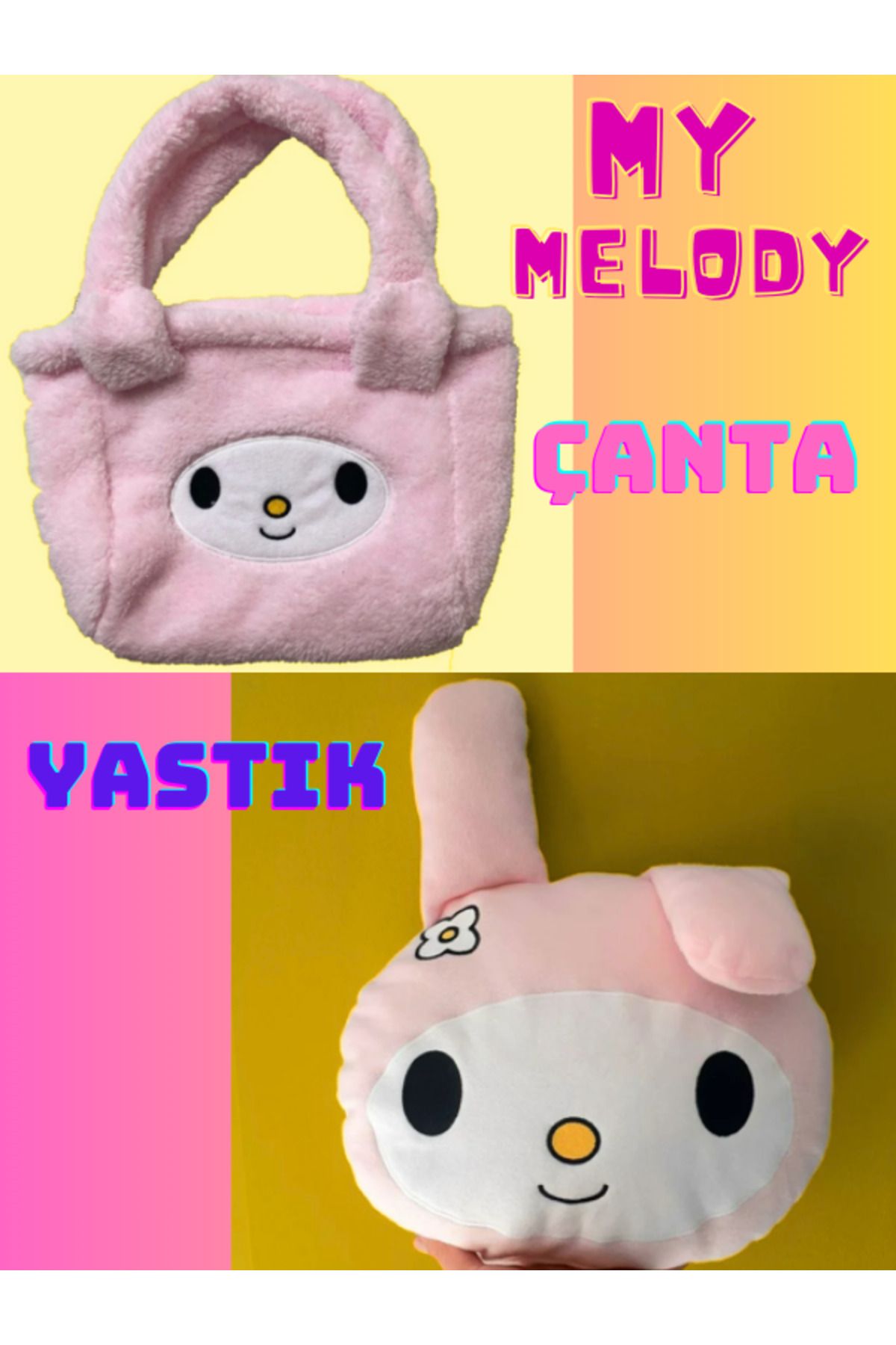 Kollektif 2 Li My Melody Çanta Yastık Kuromi Kawaii Cinnamoroll Hello Kitty Peluş Anime Sanrio Çocuk Genç