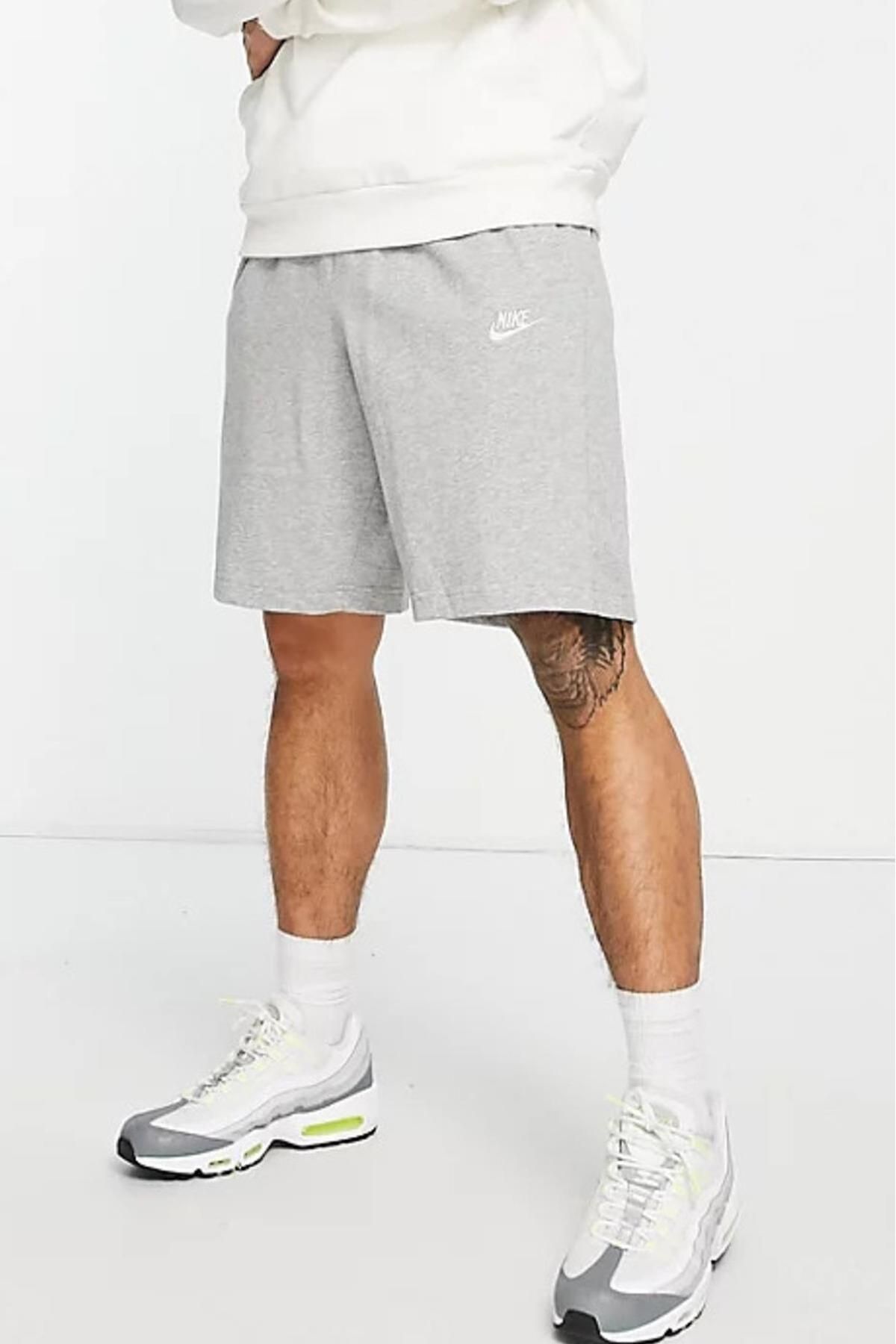 Nike Sportswear Clup Fleece Jersey Standart Fit Kesim Gri Erkek Spor Şort