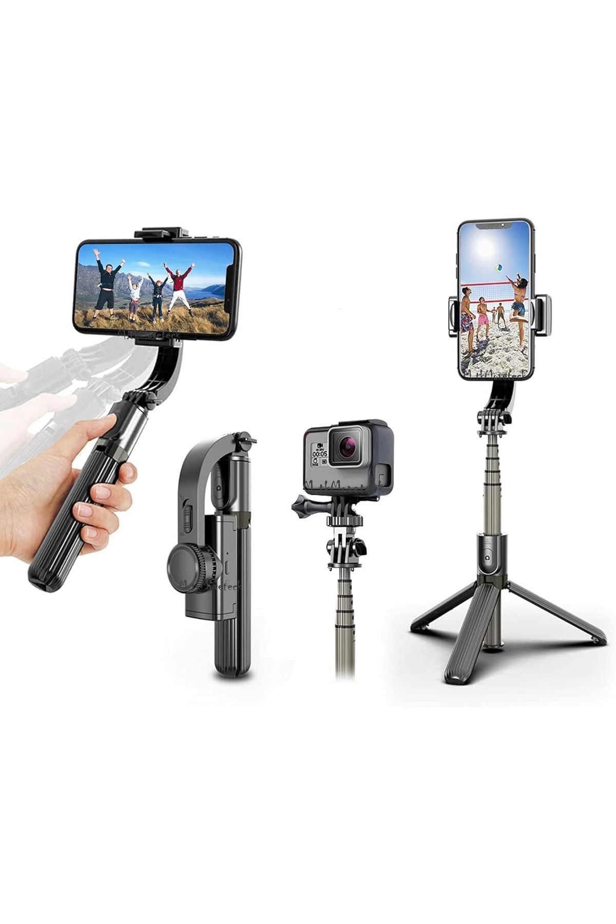 m.tk moveteck Akıllı Cep Telefonu Sabitleyici Gimbal Vloq Bluetooth Kontrollü Sarsıntı Engelleyici Selfie Çubuğu