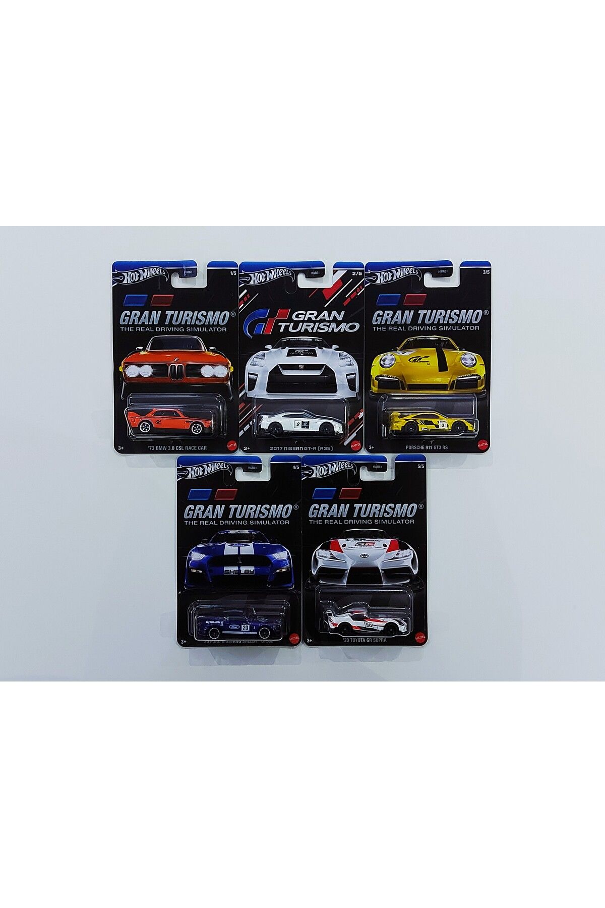 HOT WHEELS 2024 Gran Turismo 5'li Özel Set Model Arabalar ( Nissan GT-R, Toyota Supra, Mustang, BMW, Porsche )