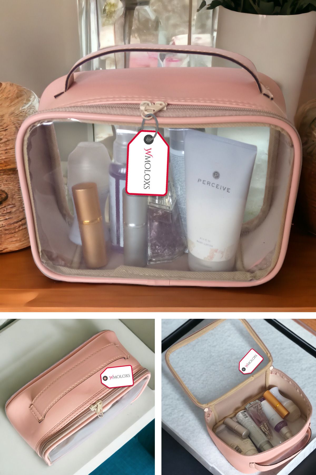 Wmoloxs Şeffaf Makyaj Çantası Kozmetik Organizer Çok Amaçlı Bavul Içi Düzenleyici Kadın El Plaj Çantası