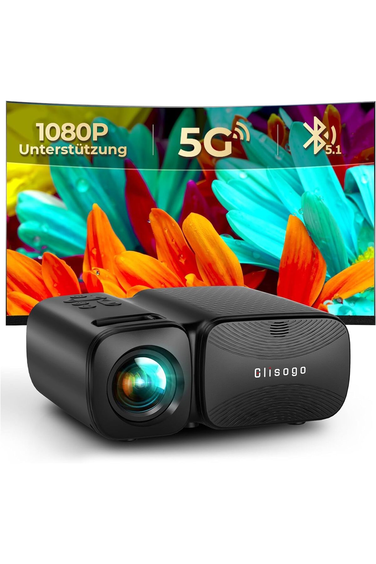 Giaomar 9000 Lümen WiFi Mini Projektör Full HD, Bluetooth, Taşınabilir Ev Sineması