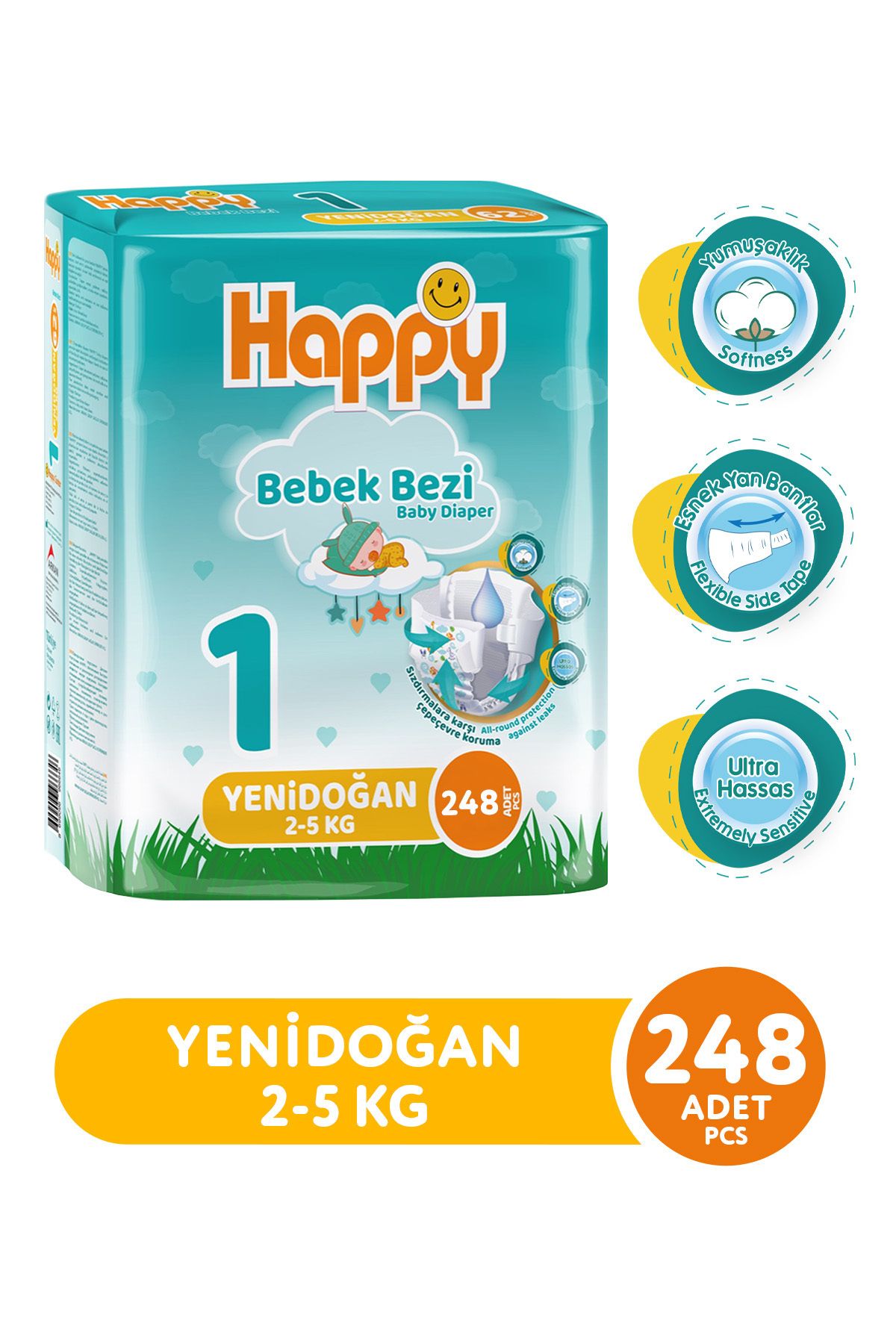Happy Bebek Bezi Yenidoğan 1 No 62 Li X 4 Adet