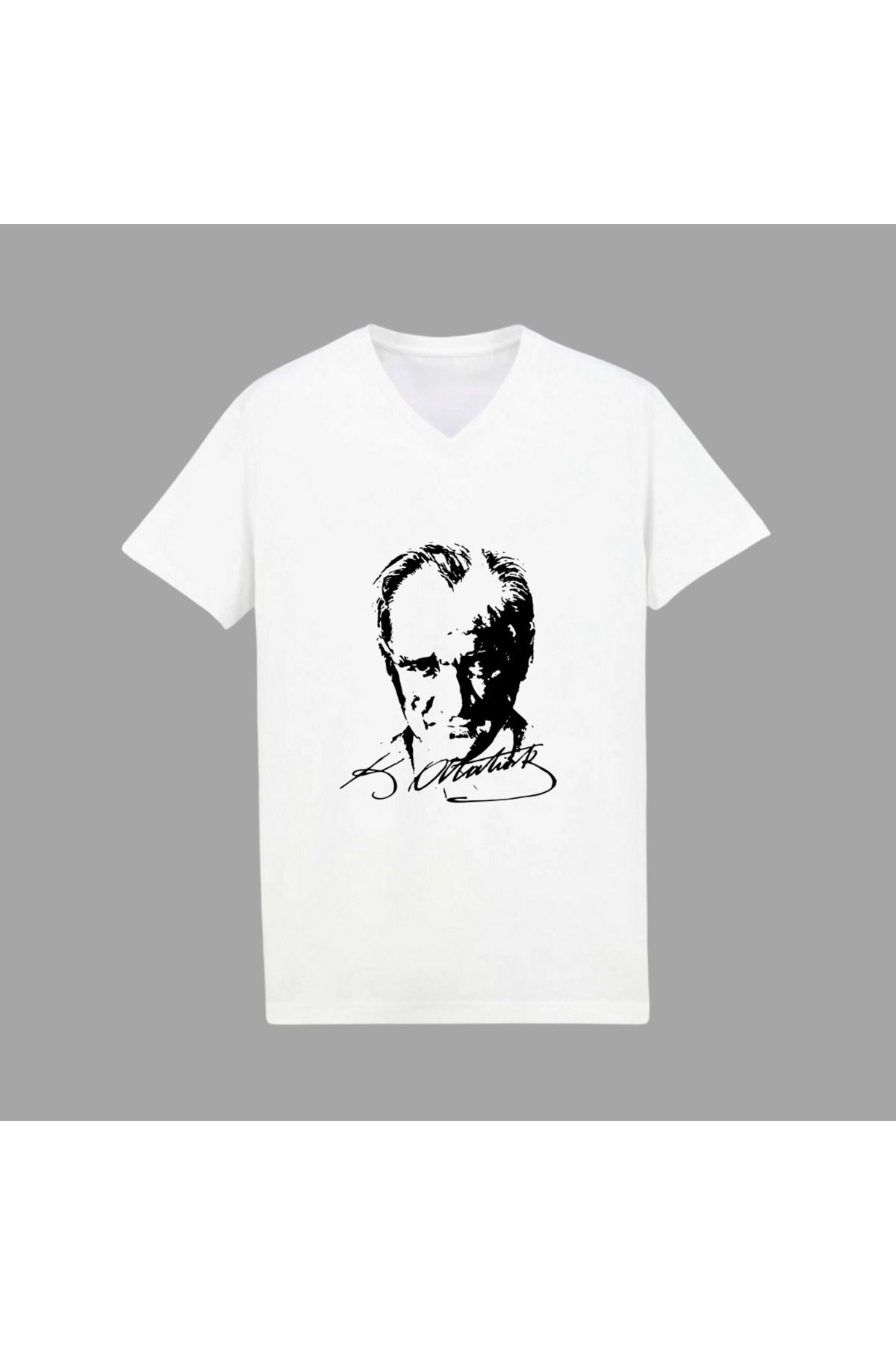 enucuzabak Atatürk Baskılı Pamuklu Unisex T-Shirt - 23 Nisan Özel