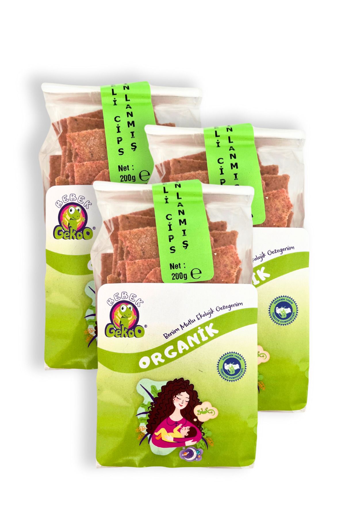 Gekoo Organik Cips | Fırınlanmış - Pancar - Soğan - Zeytinyağlı - 200g - 3 Adet
