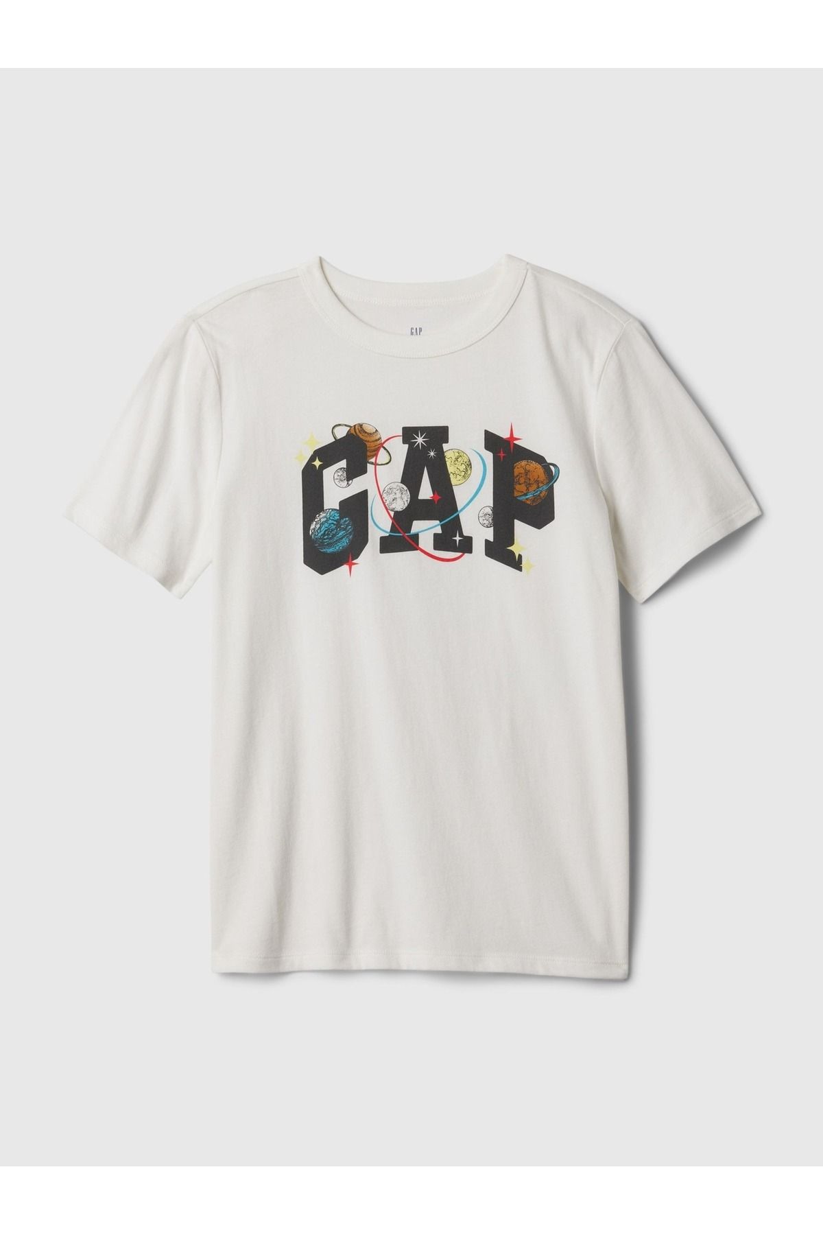 GAP Erkek Çocuk Kırık Beyaz Gap Logo Grafikli T-Shirt