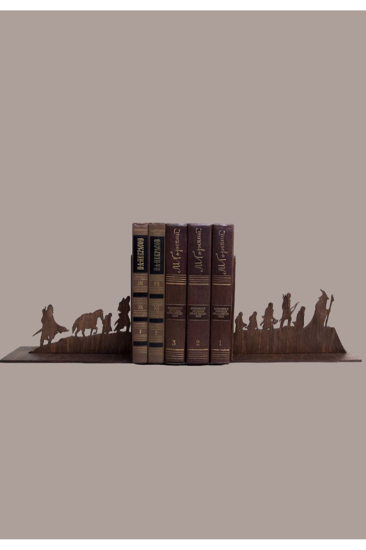 woodenreal Yüzüklerin Efendisi The Lord Of The Rings Gandalf Aragorn Legolas Kitap Tutucu Kitap Desteği 2'li