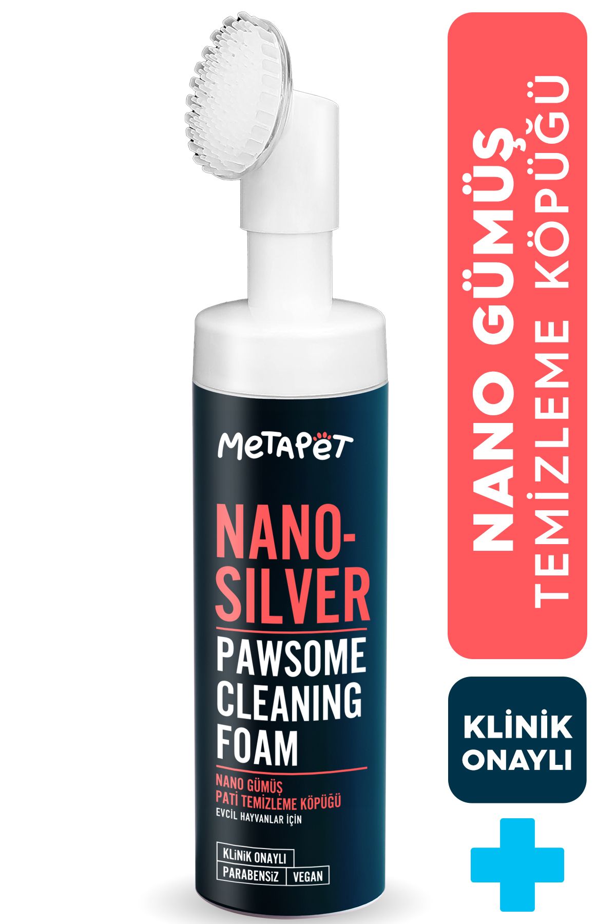 Metapet Doğal Nano Gümüş Kedi Pati Temizleme Köpüğü, Pati Yıkama, Hijyen Bakımı, Fırçalı Ayak Şampuanı