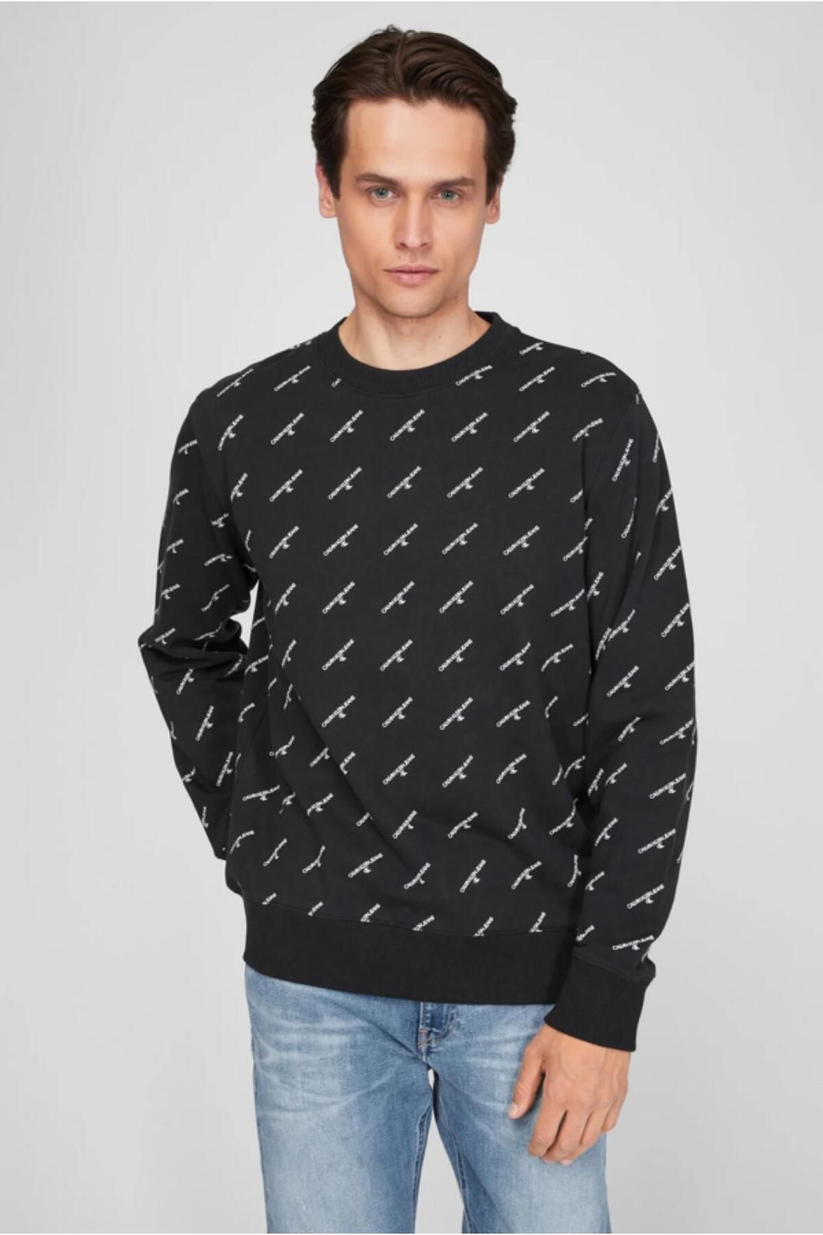 Calvin Klein Organic Cotton Monogram Print Sweatshirt