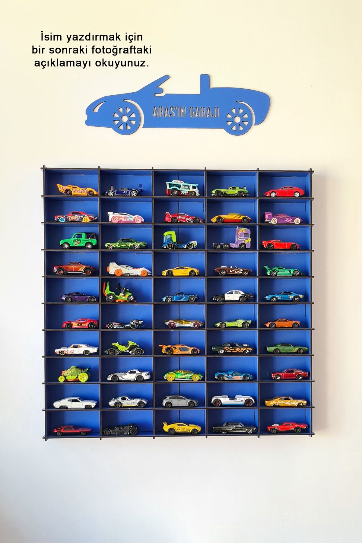 metafortoys Oyuncak Araba Rafı 50'li Mavi (hotwheels Ve Matcbox Arabaları Için Uygundur)