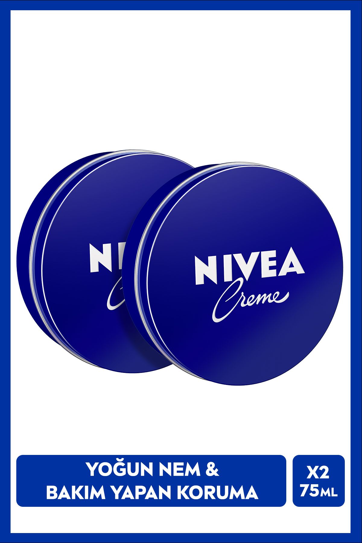 NIVEA Creme 75ml, Bakım Yapan Koruma, Uzun Süreli Yoğun Nemlendirici, El Yüz ve Vücut, X2 Adet