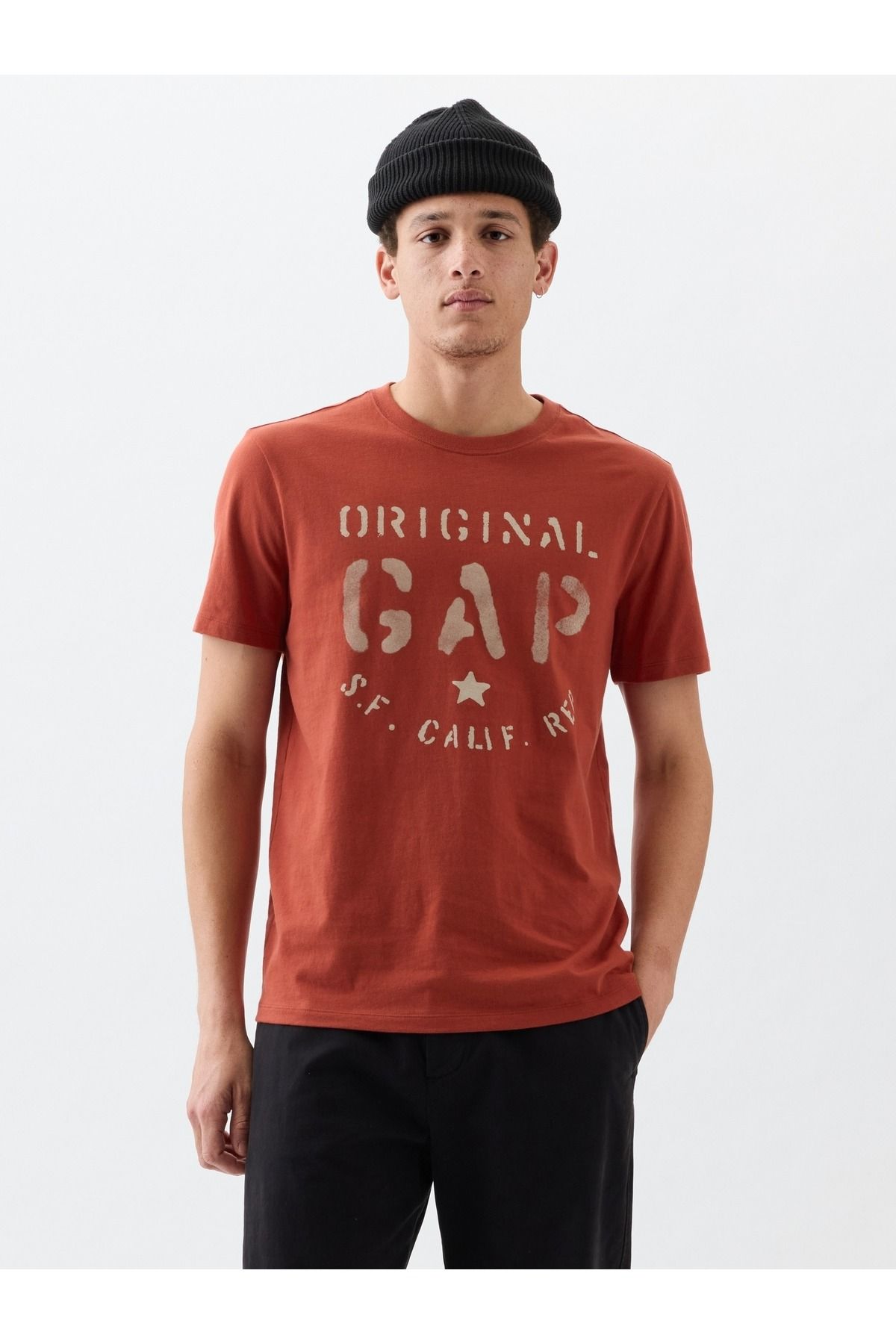GAP Erkek Kırmızı Gap Logo Grafikli T-Shirt