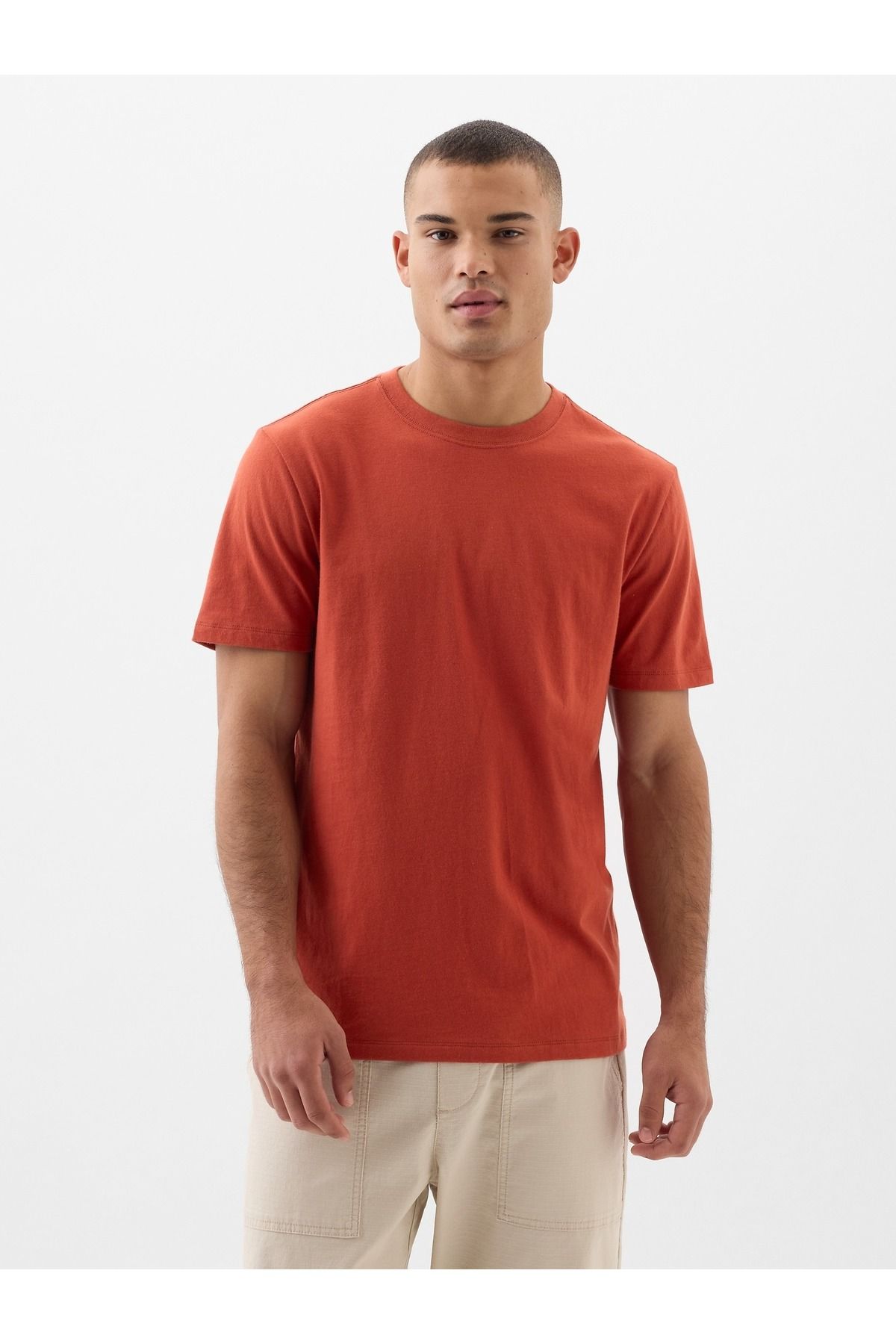 GAP Erkek Kırmızı Everyday Soft Sıfır Yaka T-Shirt