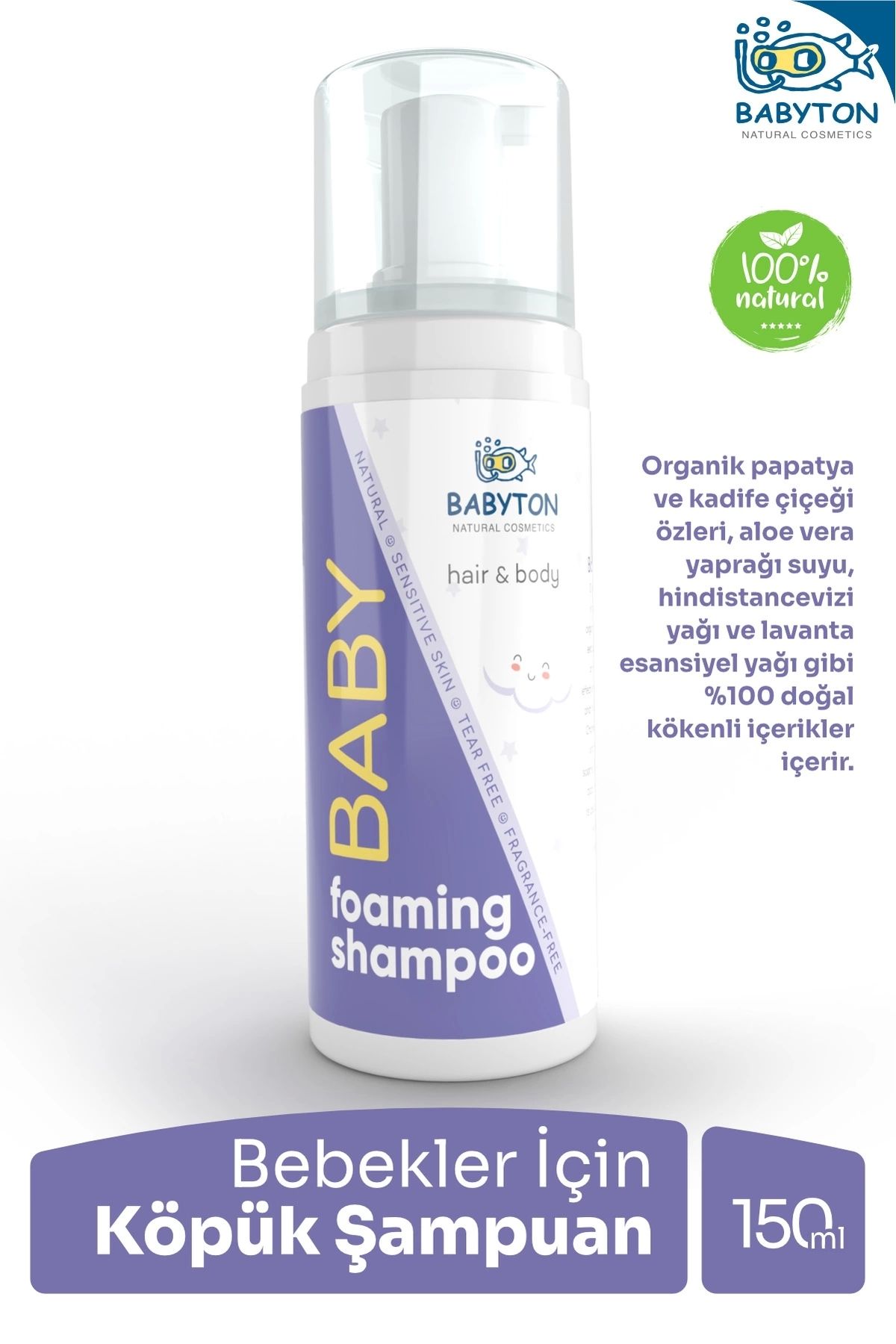 BABYTON Yenidoğan Konak Önleyici Doğal ve Organik Köpük Şampuan 150 ml