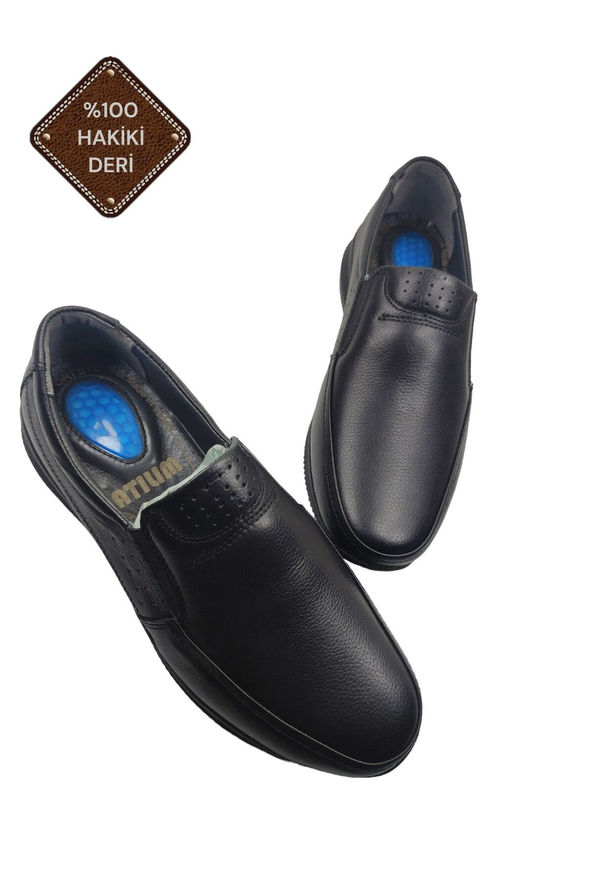 MODERN Erkek Siyah İç Dış Komple Deri Yazlık Hafif Taban Topuk Jelli Rahat Günlük Comfort Ayakkabı