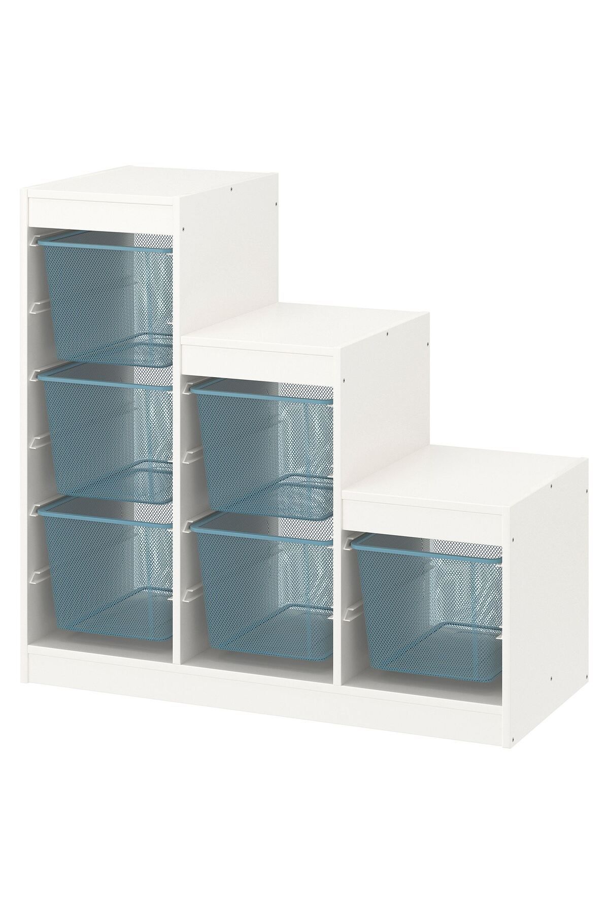 IKEA saklama ünitesi, beyaz-gri-mavi, 99x44x94 cm