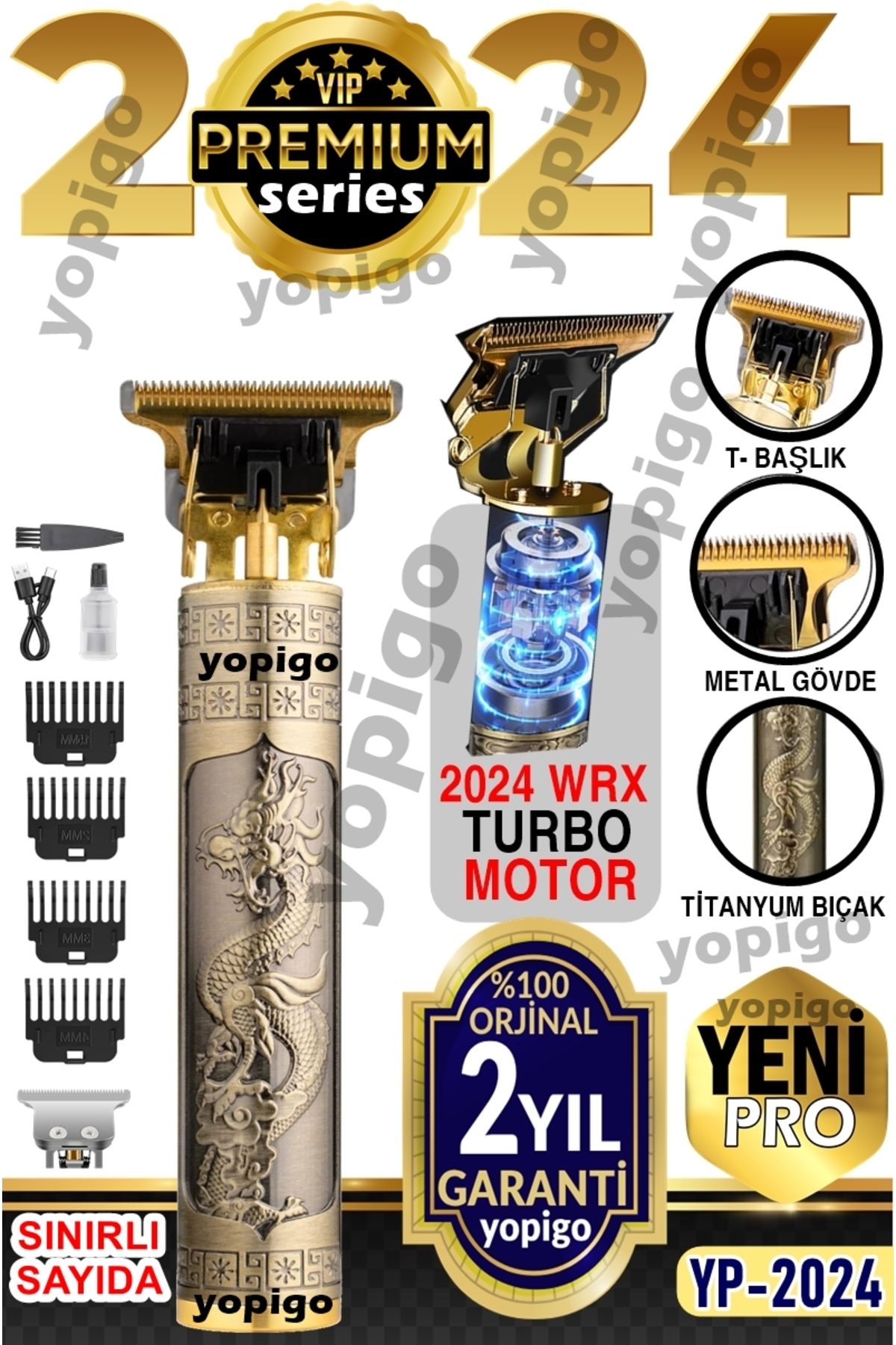 yopigo YP-2024 Premium Şarjlı Tıraş Makinesi Saç Sakal Lazer Epilasyon Öncesi Kol Bacak Koltuk Altı Vücut