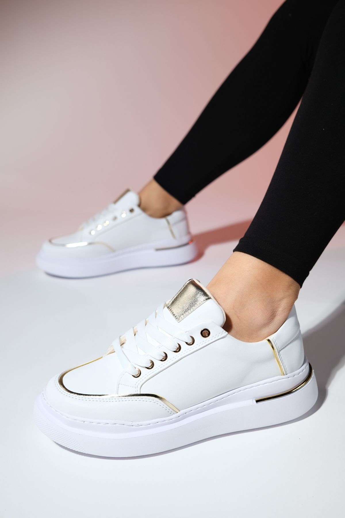 luvishoes FLENA Beyaz Altın Kadın Spor Ayakkabı