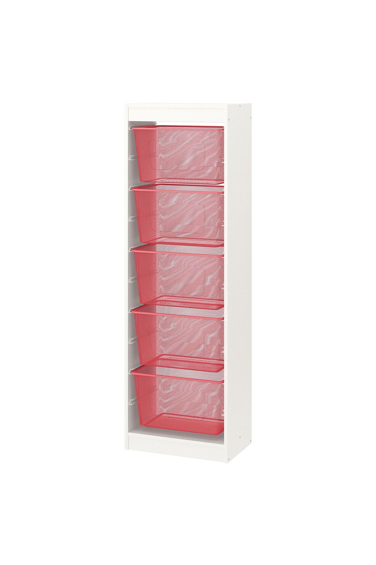 IKEA saklama ünitesi, beyaz-açık kırmızı, 46x30x145 cm