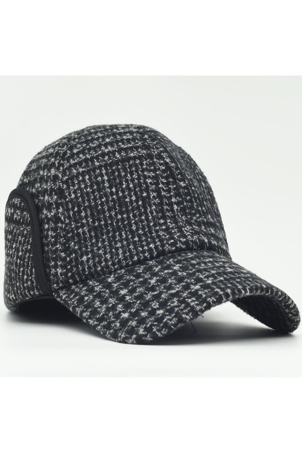 şapkadan Kışlık Kep Siyah Polarlı Avcı Şapka Kulaklıklı Şapka