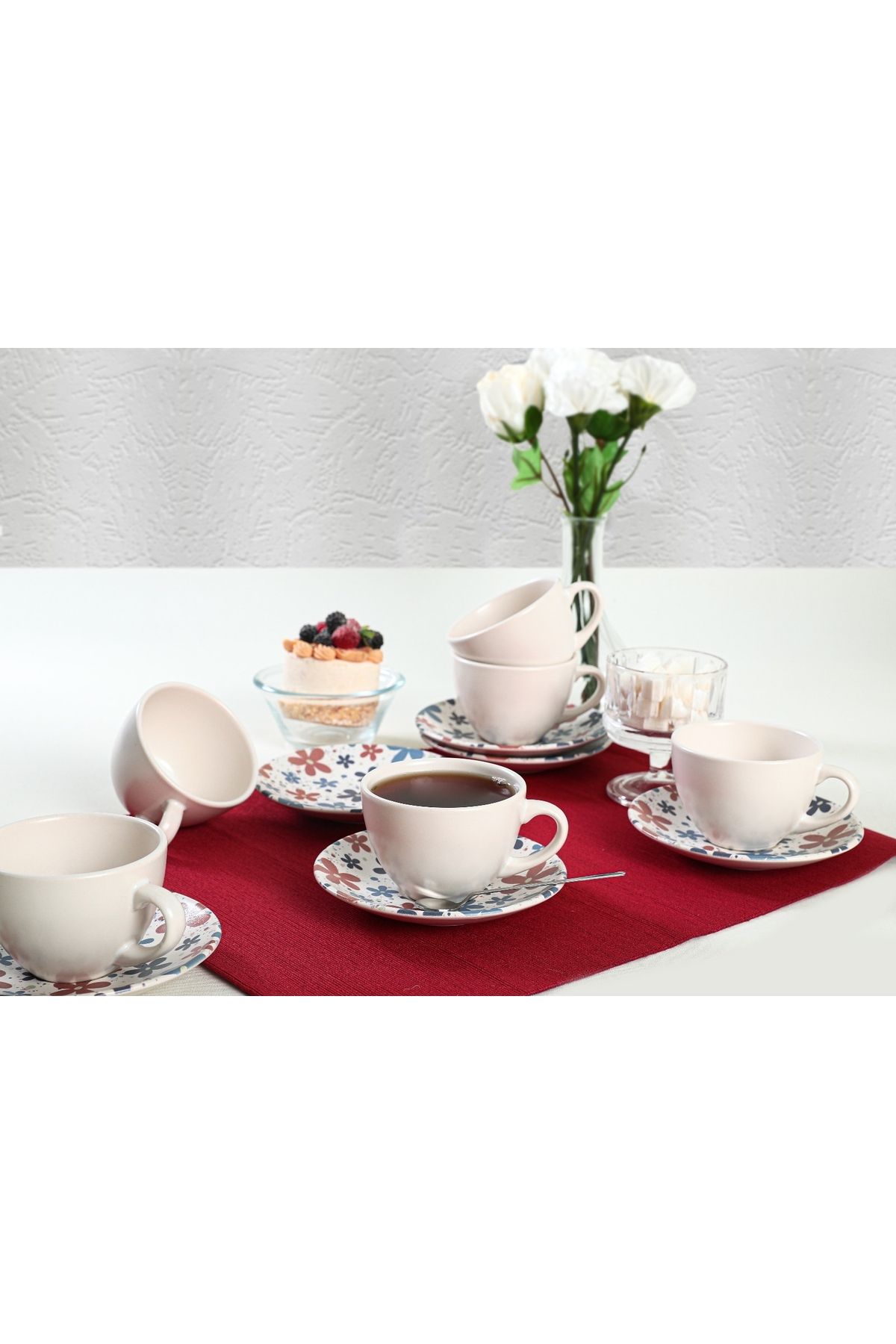 Keramika 6 Kişilik Çay Nescafe Takımı Dijital Baskı