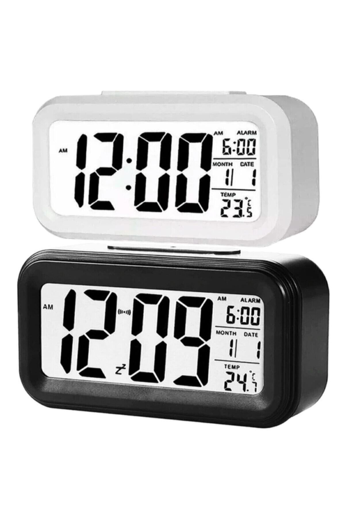 kar-bul Dijital Alarmlı Masa Saati Led Ekran Pilli Çalar Saat Beyaz