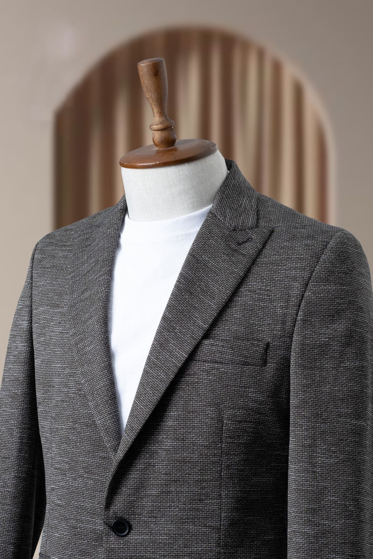 MODA DİNA Siyah Beyaz  İtalyan Stil Klasik Erkek Slim Fit  Blazer Ceket