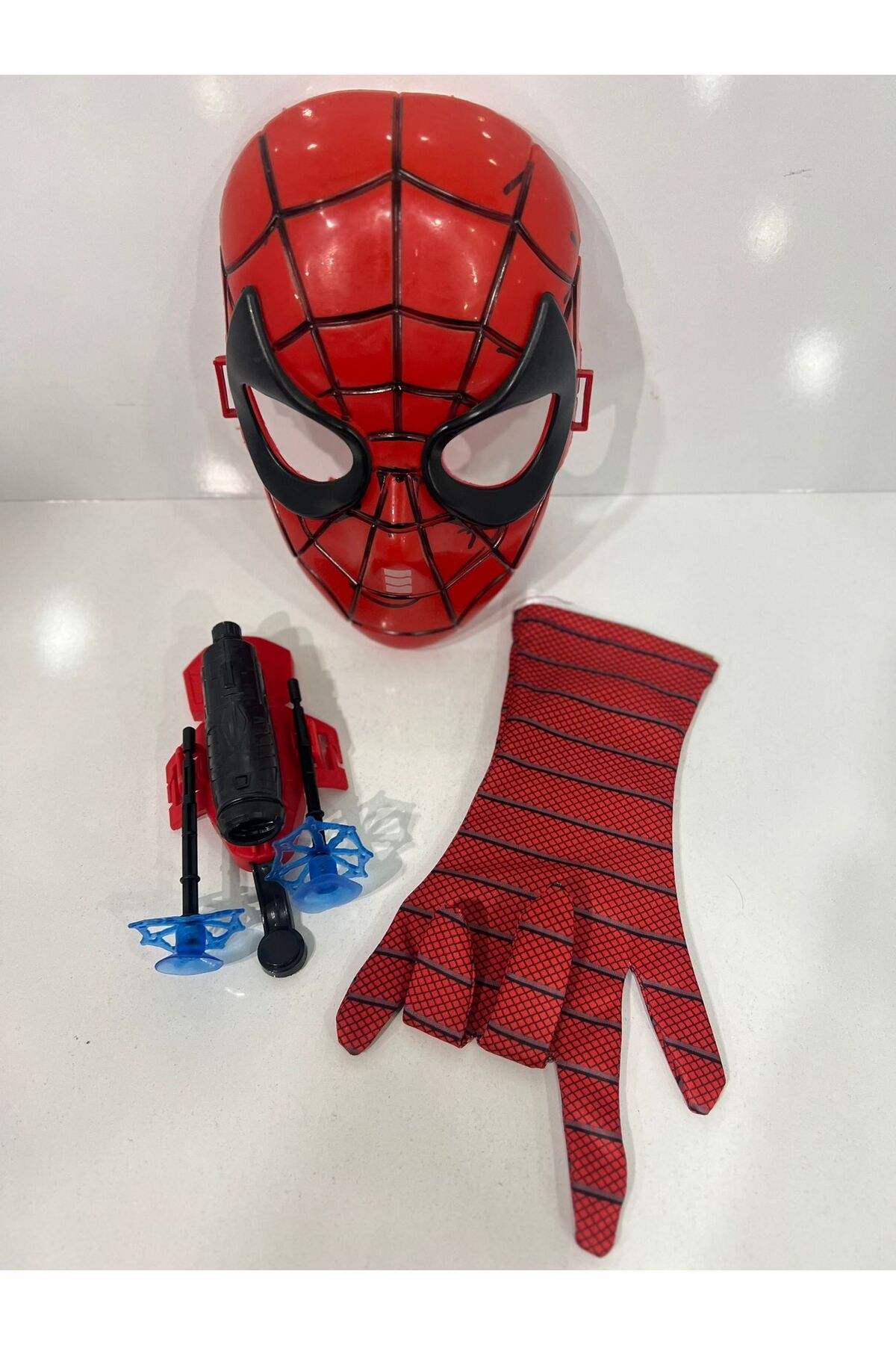 Evmak Spiderman Ağ Atan Örümcek Adam Maske + Eldiven Hediyeli Oyuncak