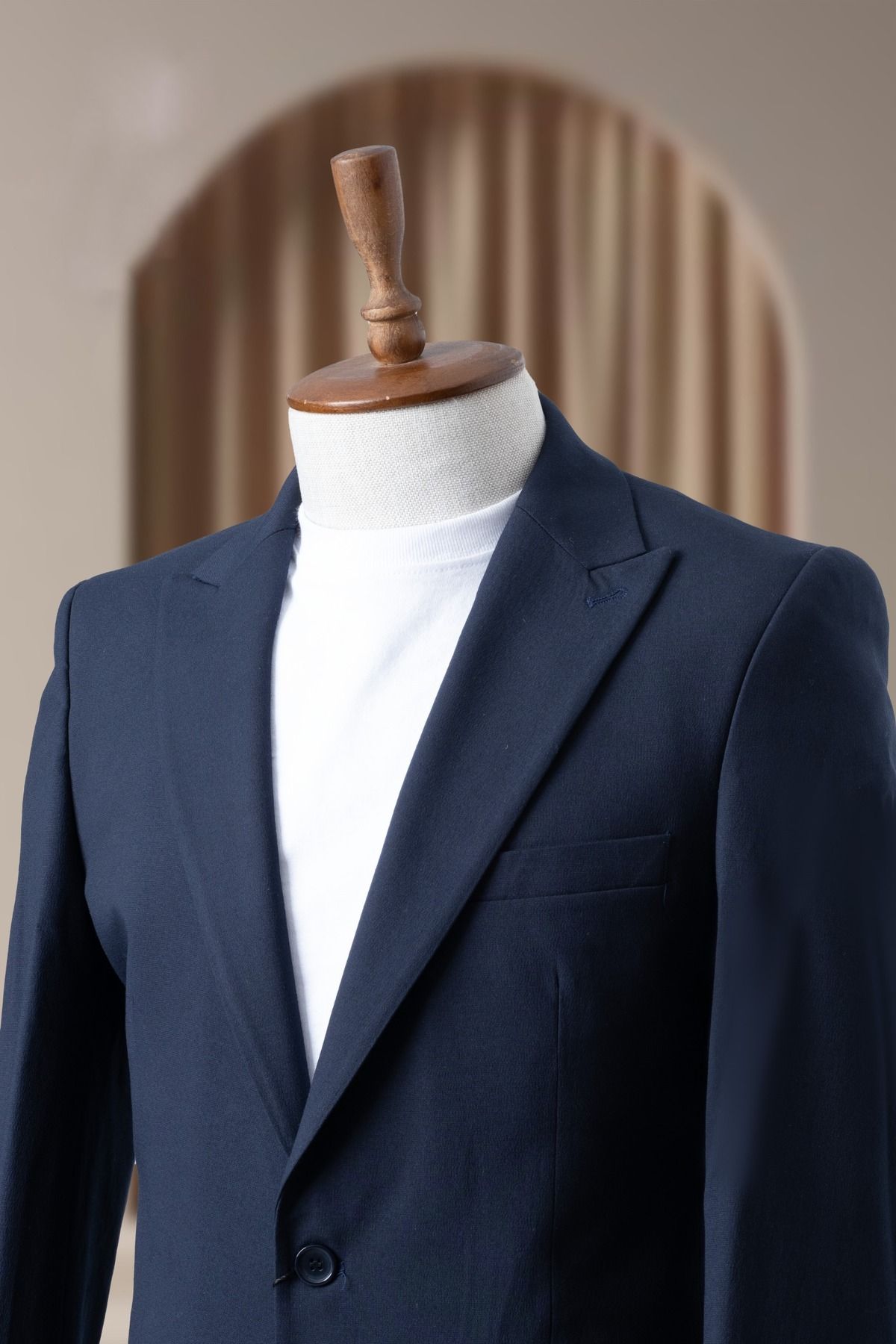 MODA DİNA Lacivert Italyan Stil Slim Fit Klasik Erkek Blazer Ceket