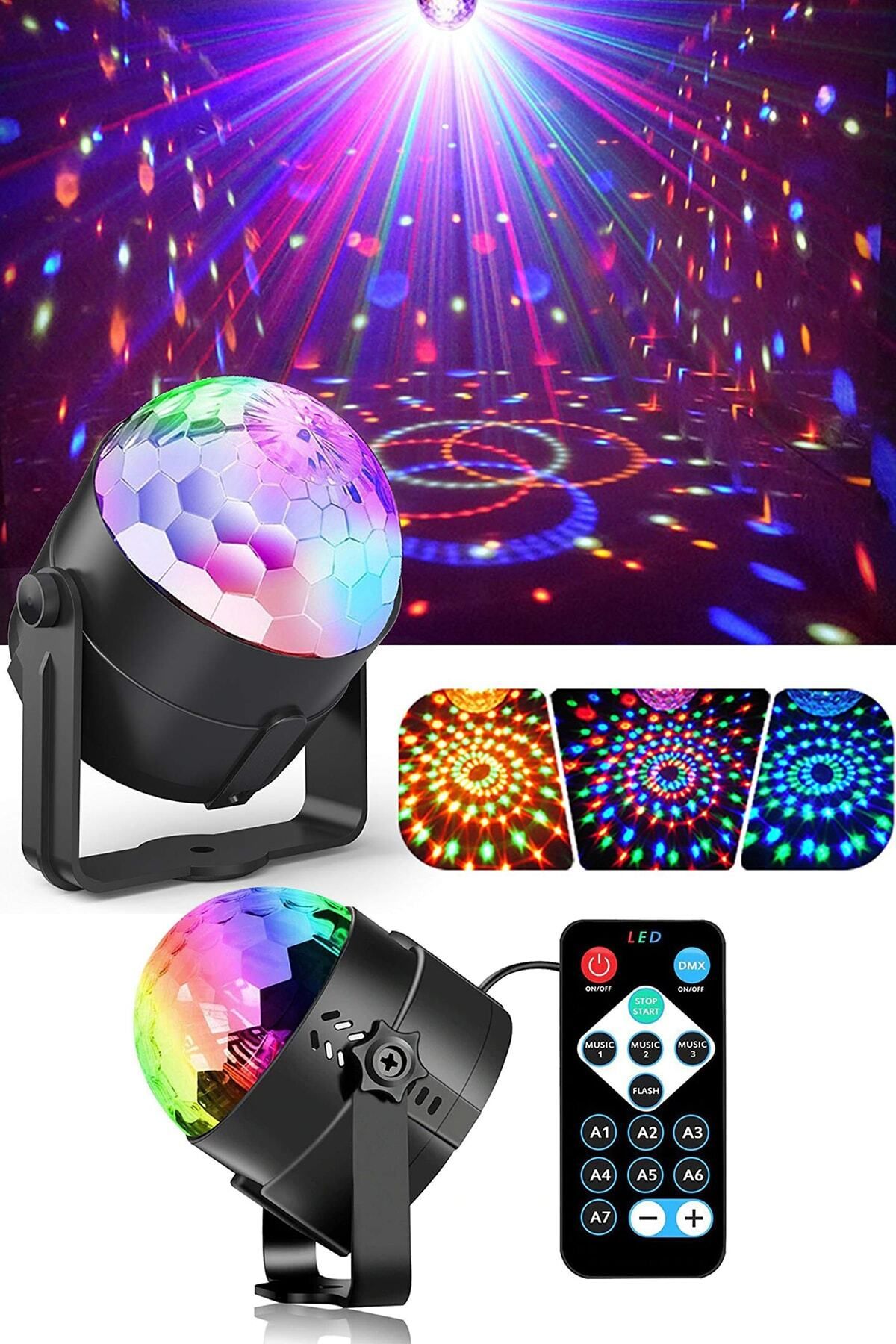 FANAR Disko Topu Kumandalı Sese Duyarlı Led Küre-lazer Işıklı Çok Renkli Parti Işığı
