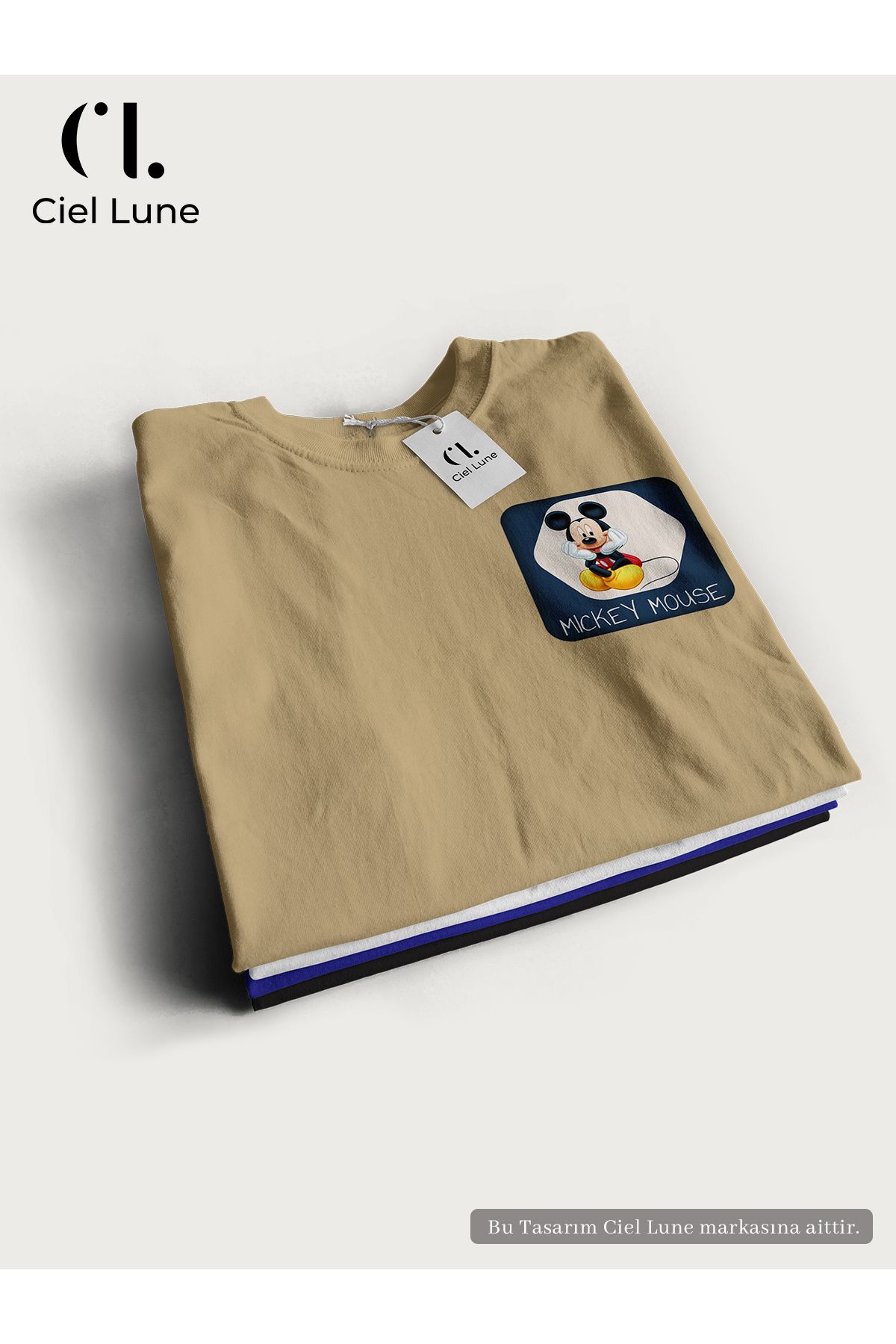 NEVERMIND Unisex Kadın Erkek Mickey Mouse Baskılı - Oversize T-Shirt