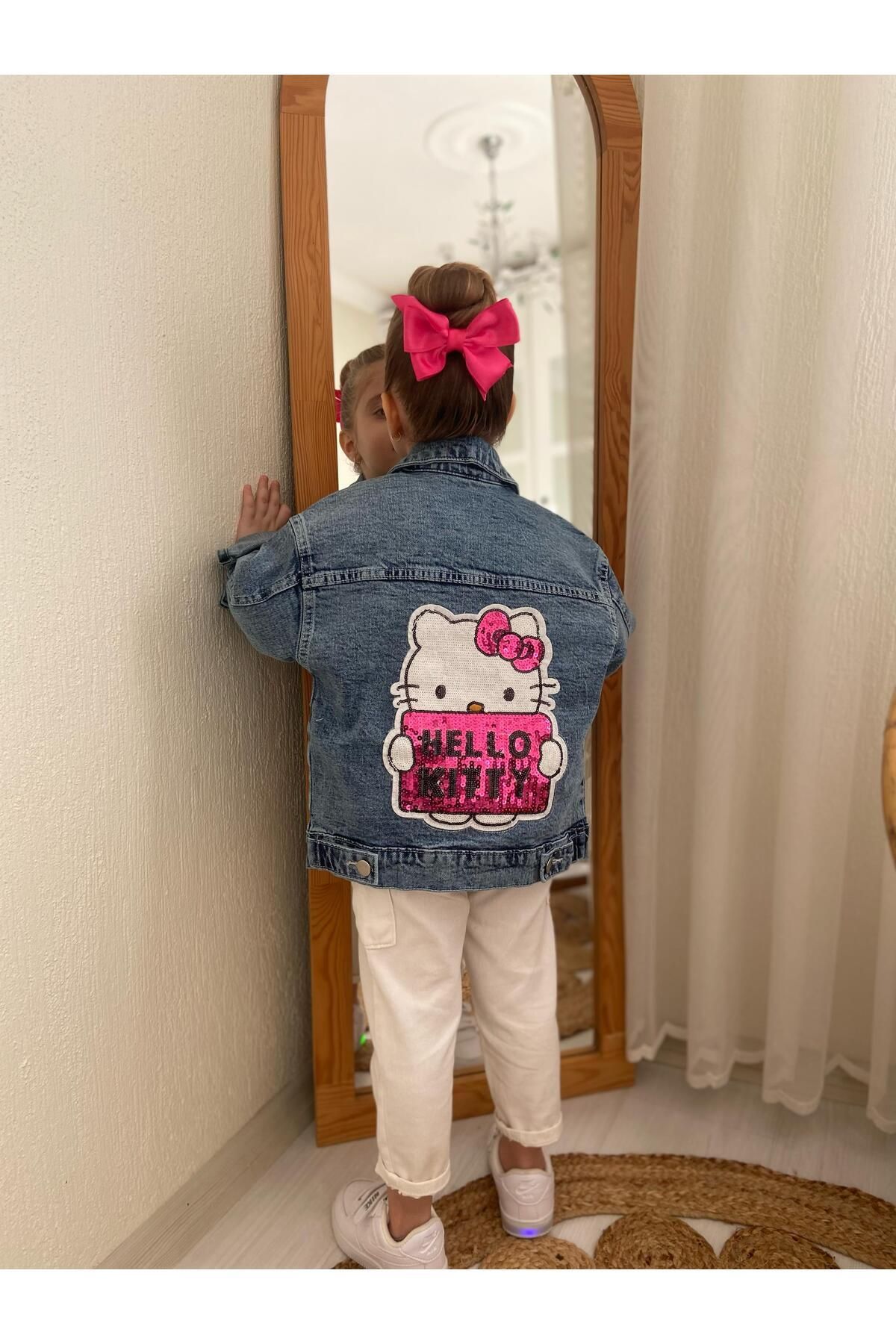 DUDOR KİDS Kız Çocuk Pul Payet Işlemeli Hello Kitty Kot Ceket-bayramlık