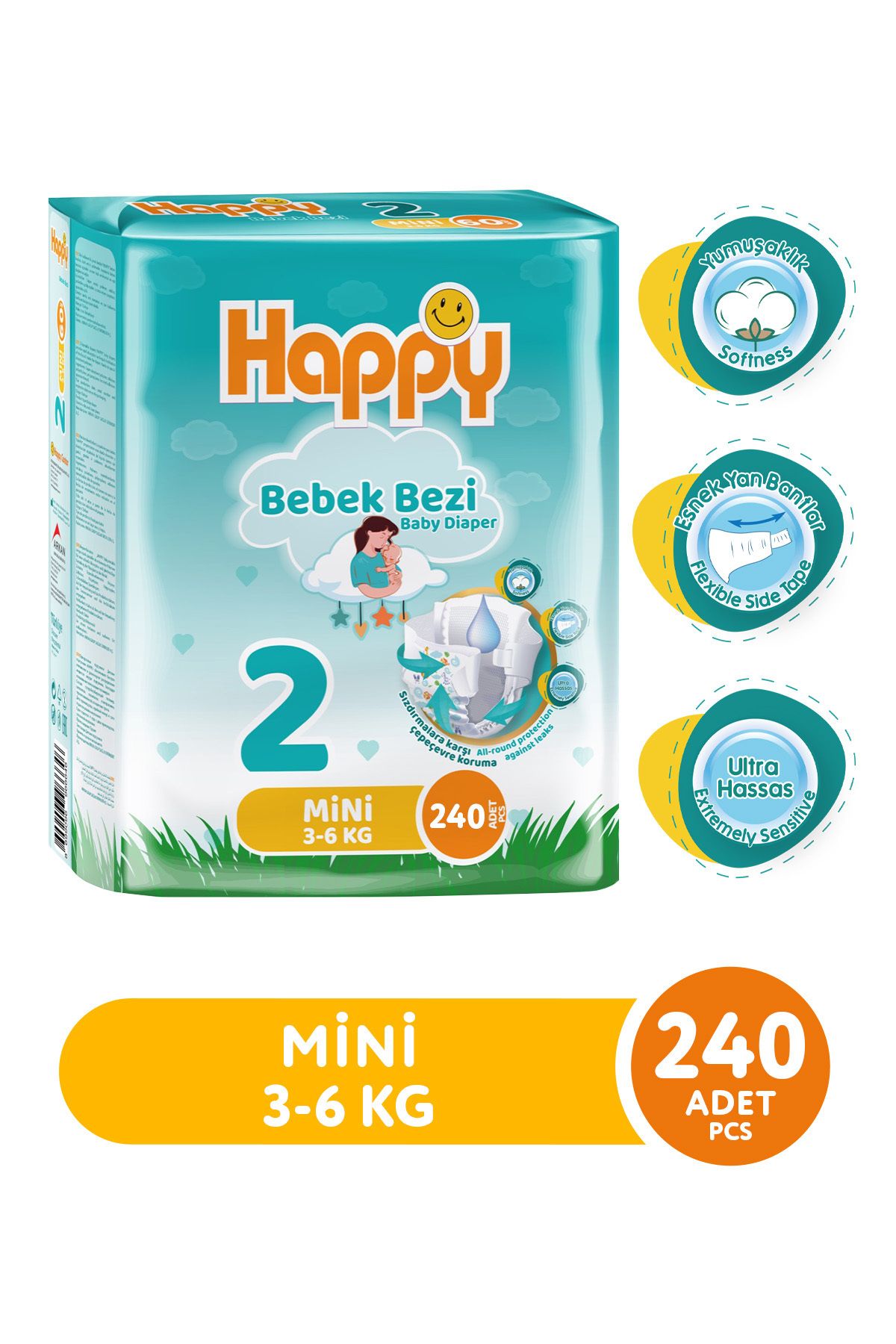 Happy Bebek Bezi Mini 2 No 60 Lı X 4 Adet