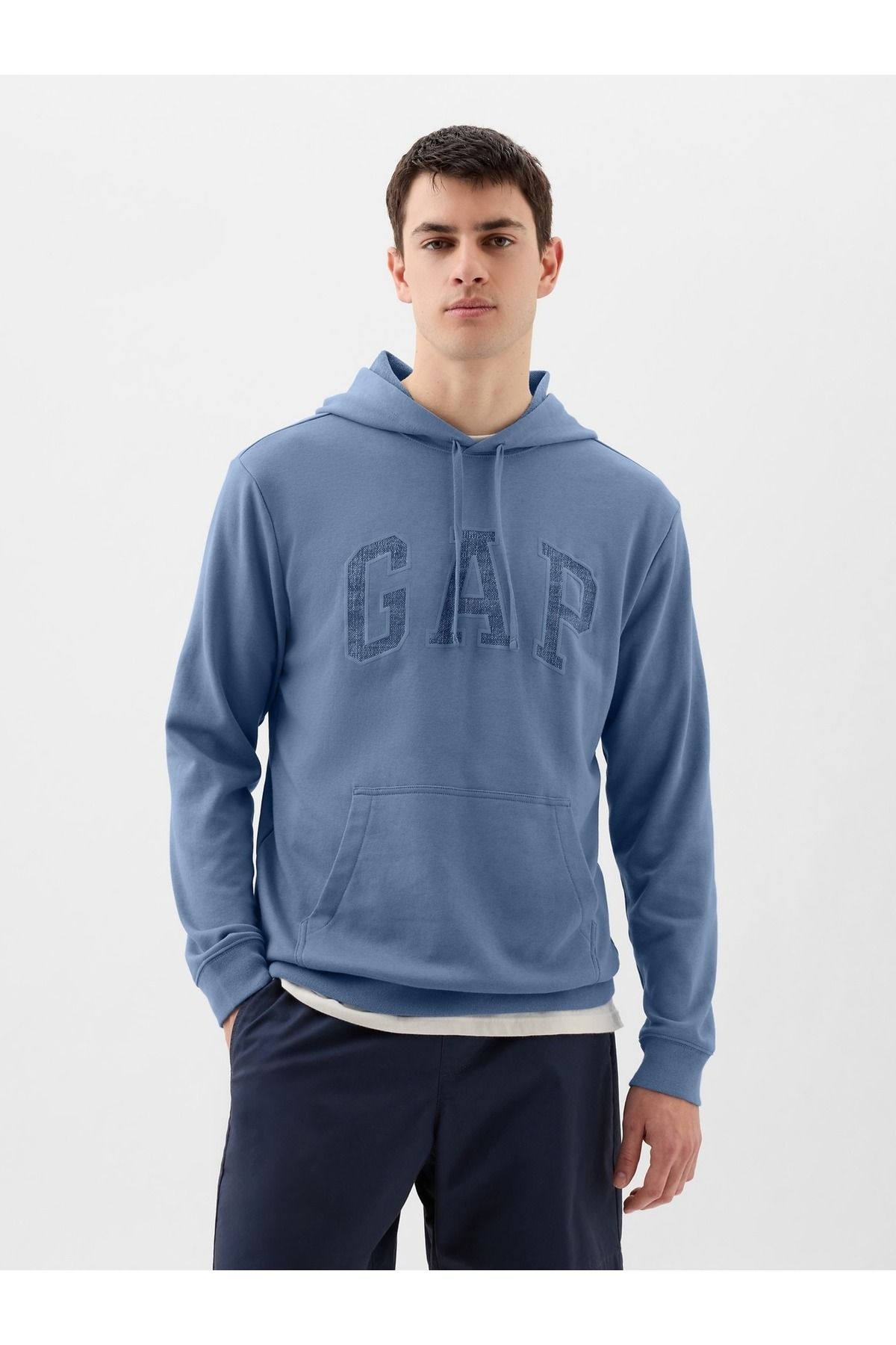 GAP Erkek Mavi Gap Logo Fransız Havlu Kumaş Sweatshirt