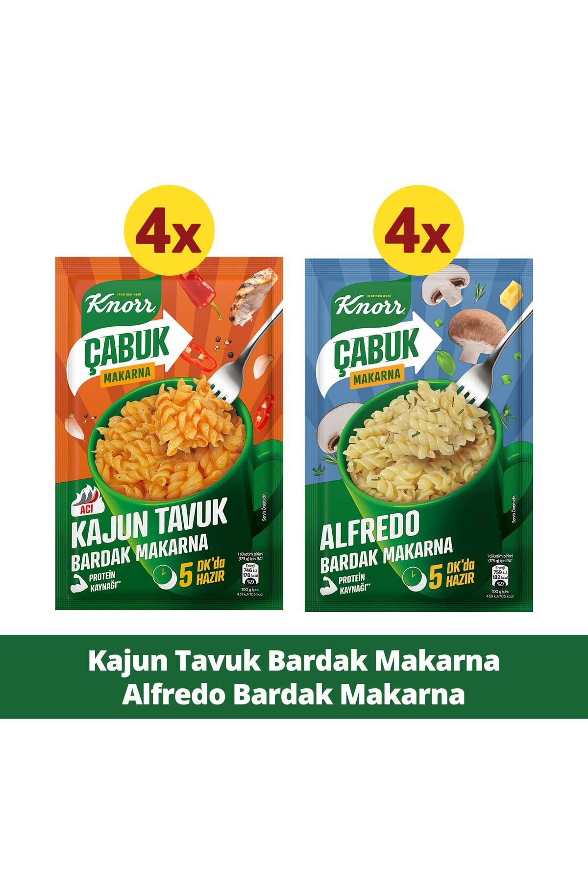 Knorr Çabuk Bardak Makarna Kajun Tavuk 48g X4 Adet Alfredo 48g X4 Adet