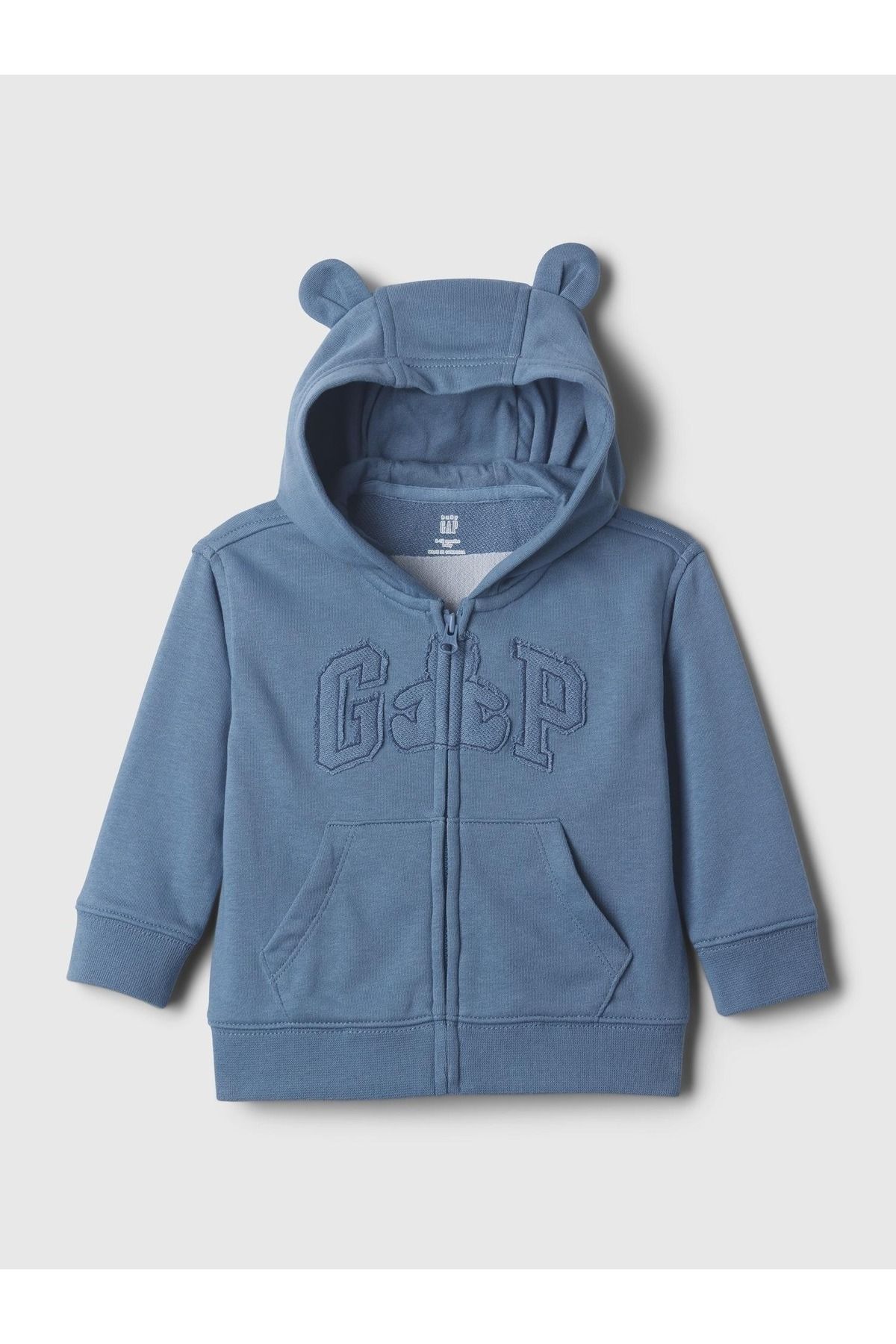 GAP Erkek Bebek Mavi Gap Logo Brannan Bear Grafikli Fermuarlı Sweatshirt