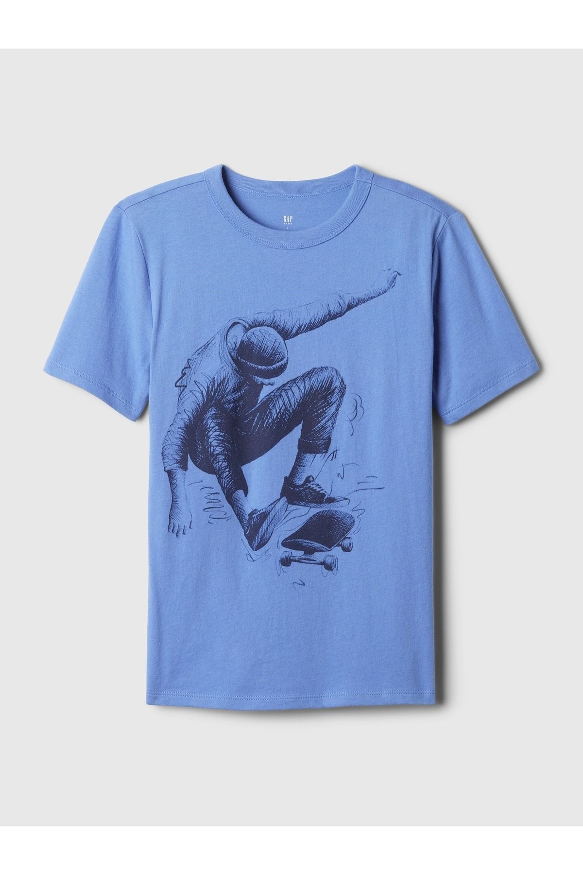 GAP Erkek Çocuk Mavi Grafikli T-Shirt
