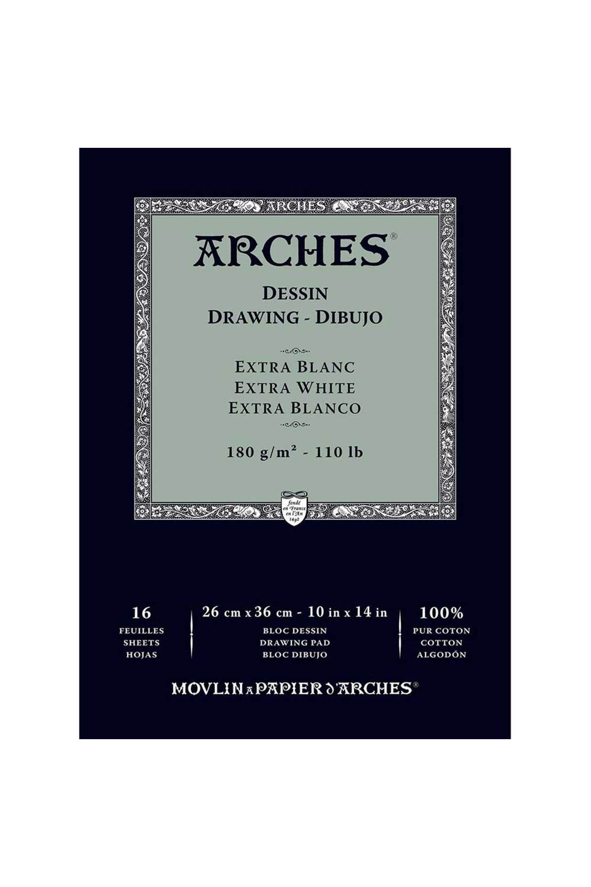 Arches Drawing Pad Extra White 180gr 26x31cm 16 Sayfa