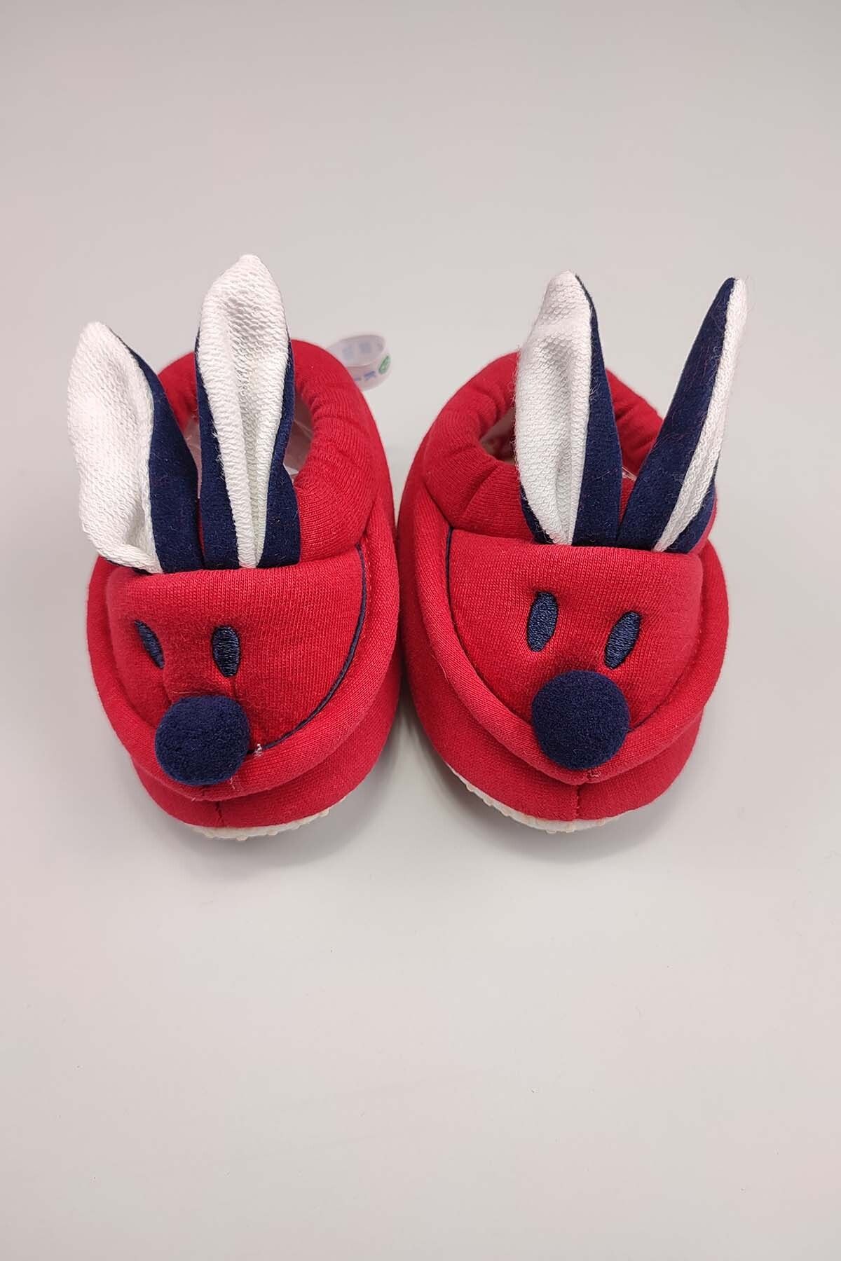 Peki Bebek Yenidoğan Çocuk Tavşan Kulaklı Ponpon Pamuklu Kaydırmaz Panduf Patik Ayakkabı Yılbaşı 9392