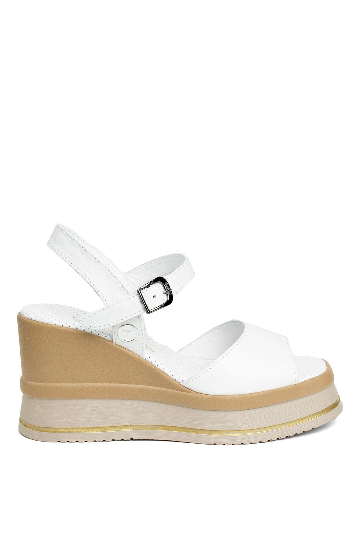 Mammamia D24YS-1495 Kadın Dolgu Topuk Sandalet Beyaz