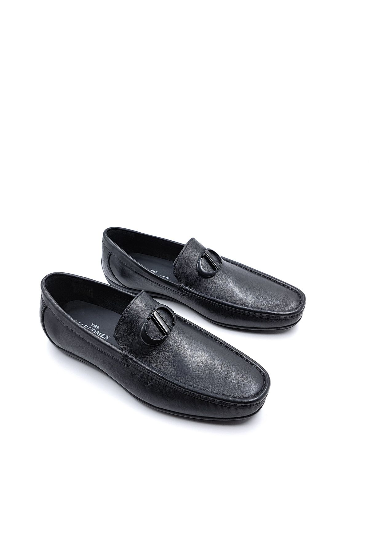 MARCOMEN Hakiki Yumuşak Deri Erkek Bağcıksız Siyah Tokalı Loafer Ayakkabı