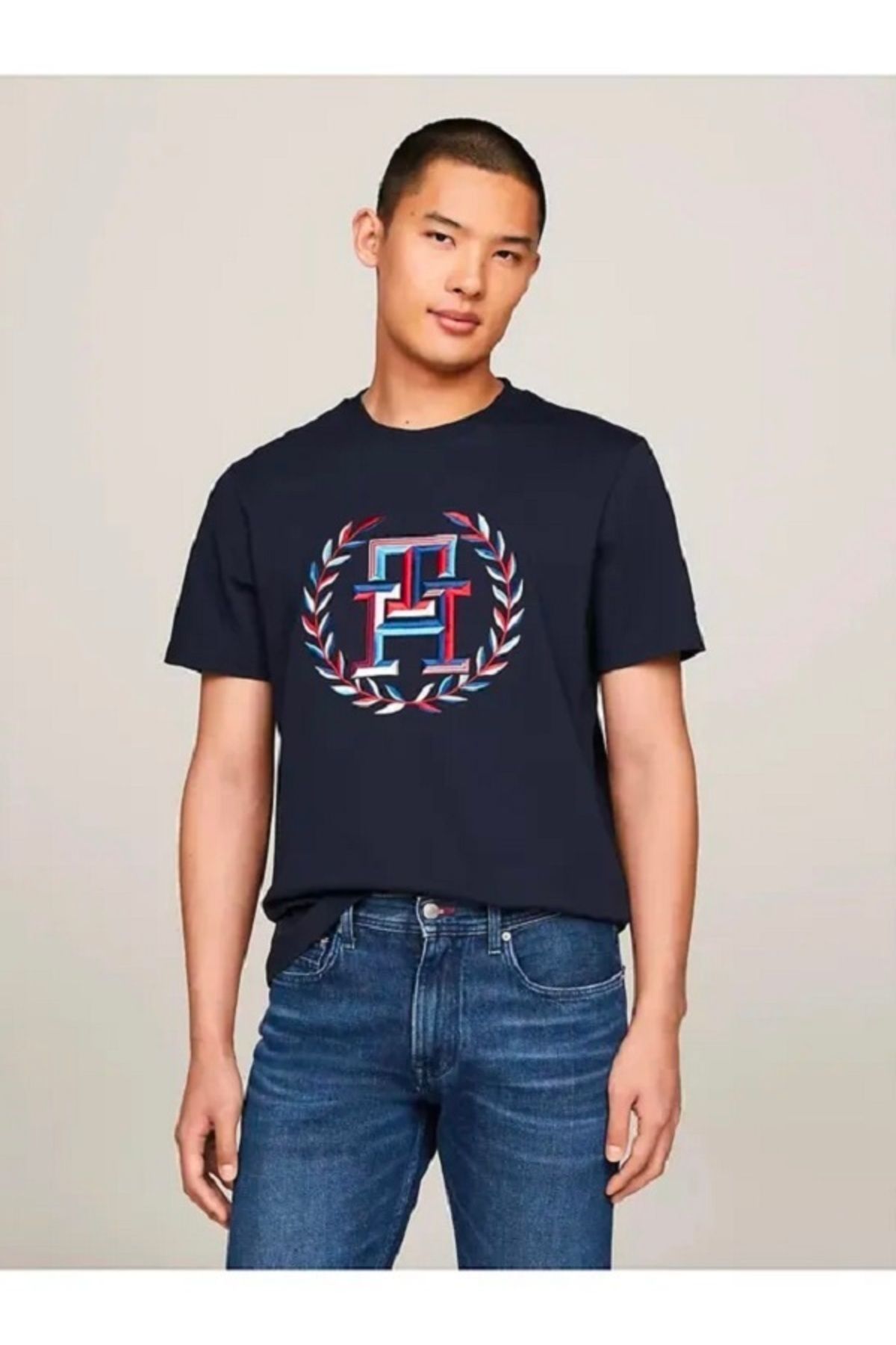 Tommy Hilfiger Erkek Multi Color Nakışlı T-Shirt-LACİVERT