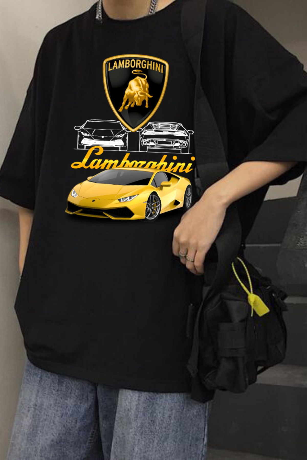 Touz Moda Lamborghini Retro Baskılı T-shirt