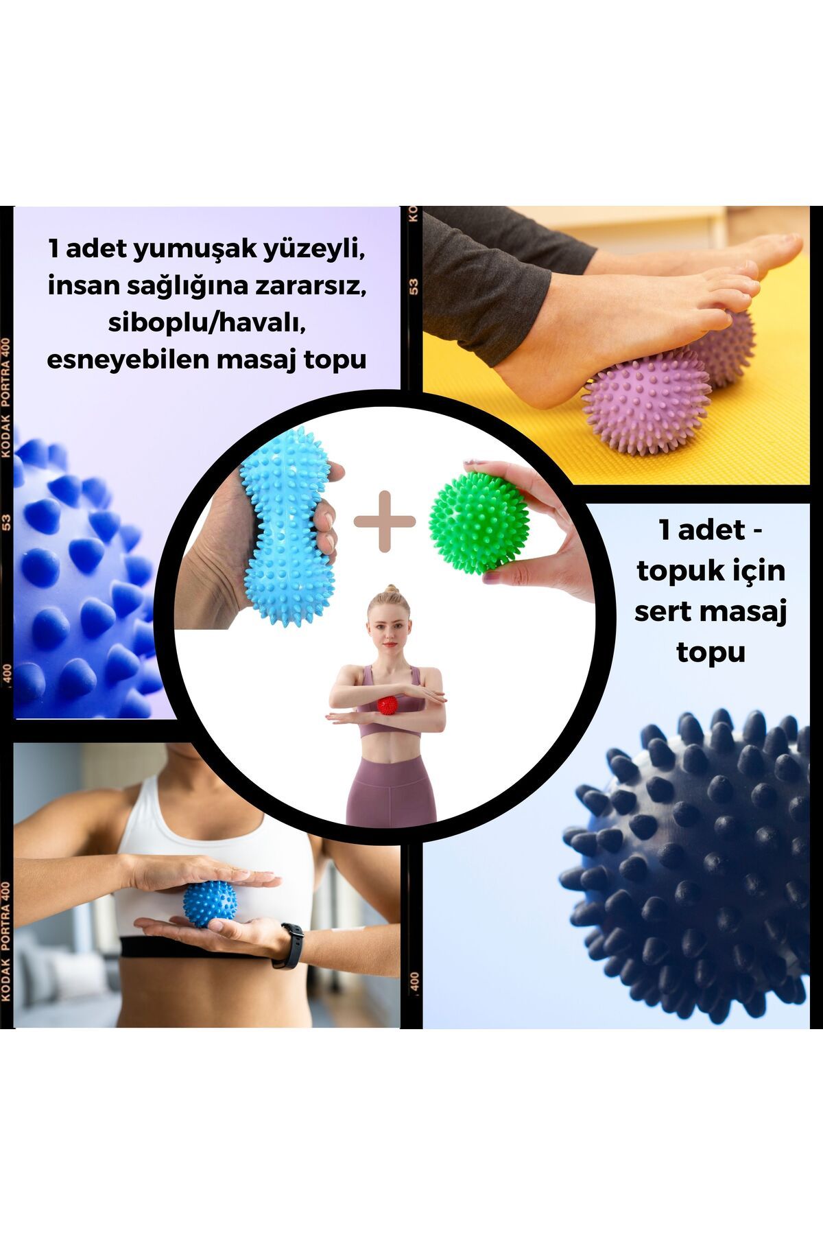 MediPal Kas Gevşetici Masaj Topu - Dikenli Duyu Uyarıcı Masaj Egzersiz Topu 2 Adet Massage / Exercise Ball