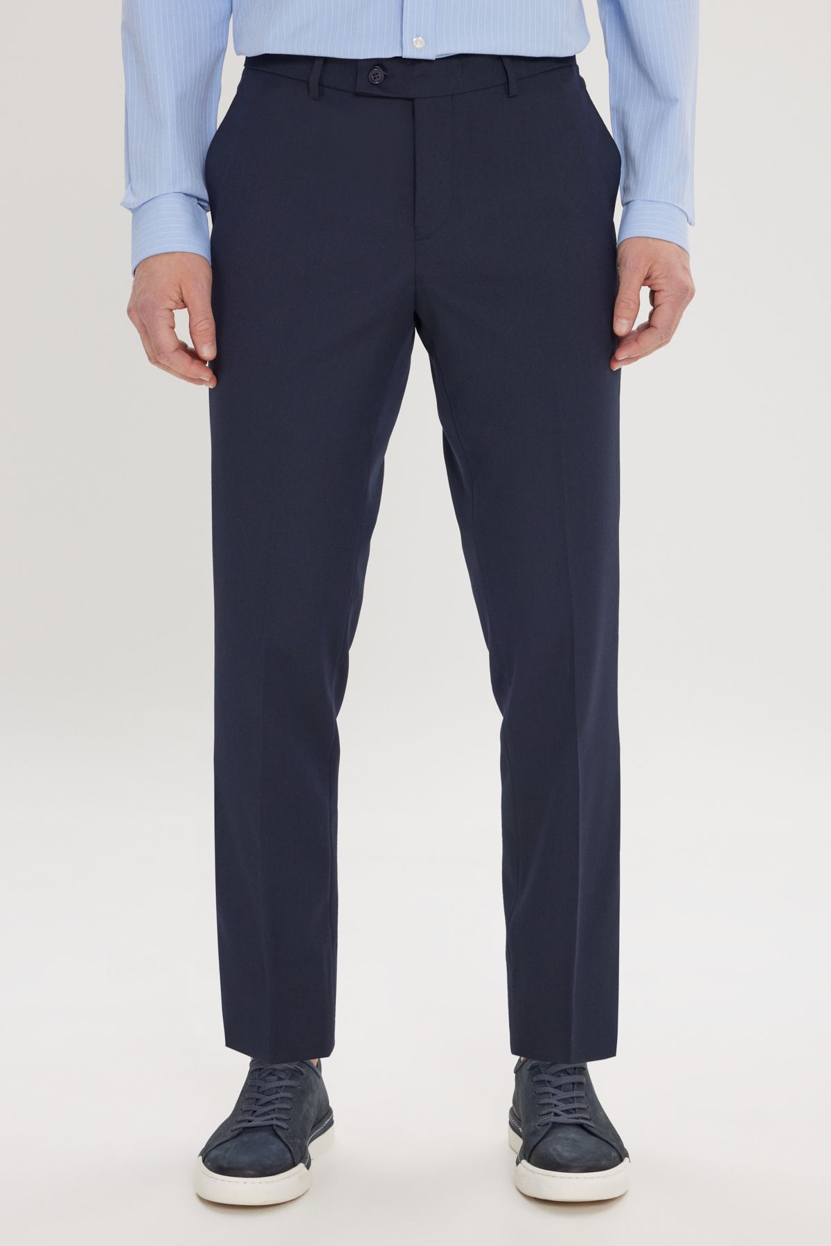 AC&Co / Altınyıldız Classics Erkek Lacivert Regular Fit Normal Kesim Yan Cepli Esnek Klasik Pantolon